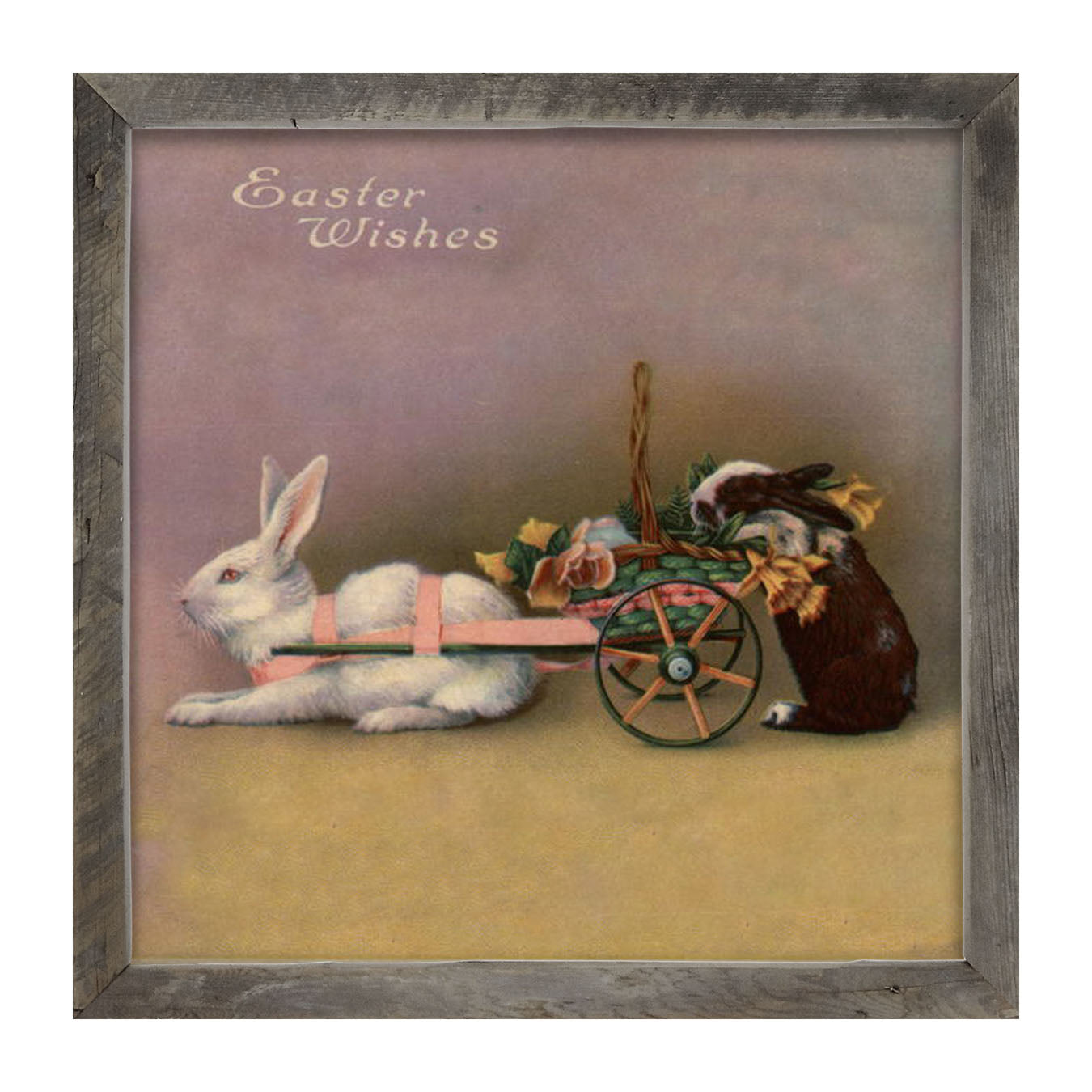 Lavender Pastel Bunnies - Framed art
