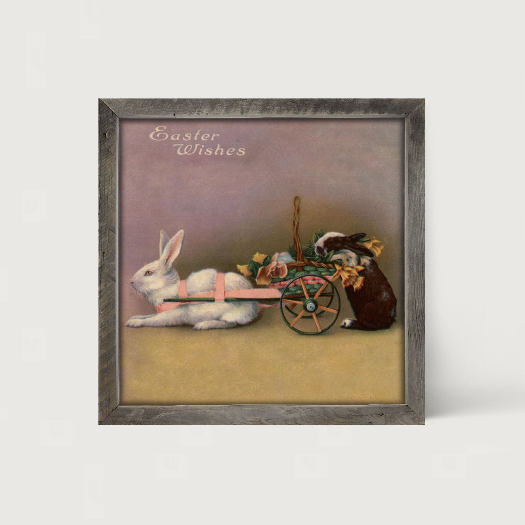 Lavender Pastel Bunnies - Framed art