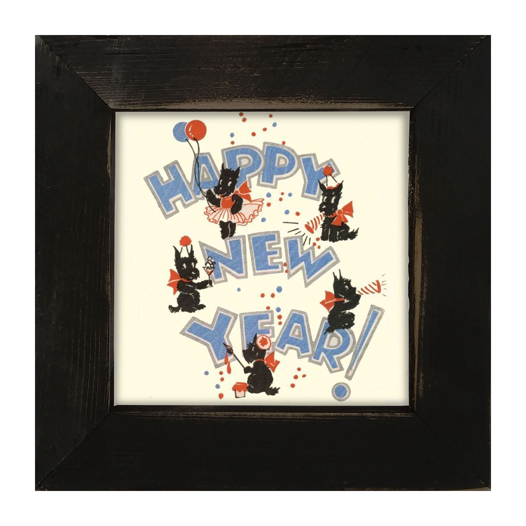 Happy New Years Scotties - Framed art