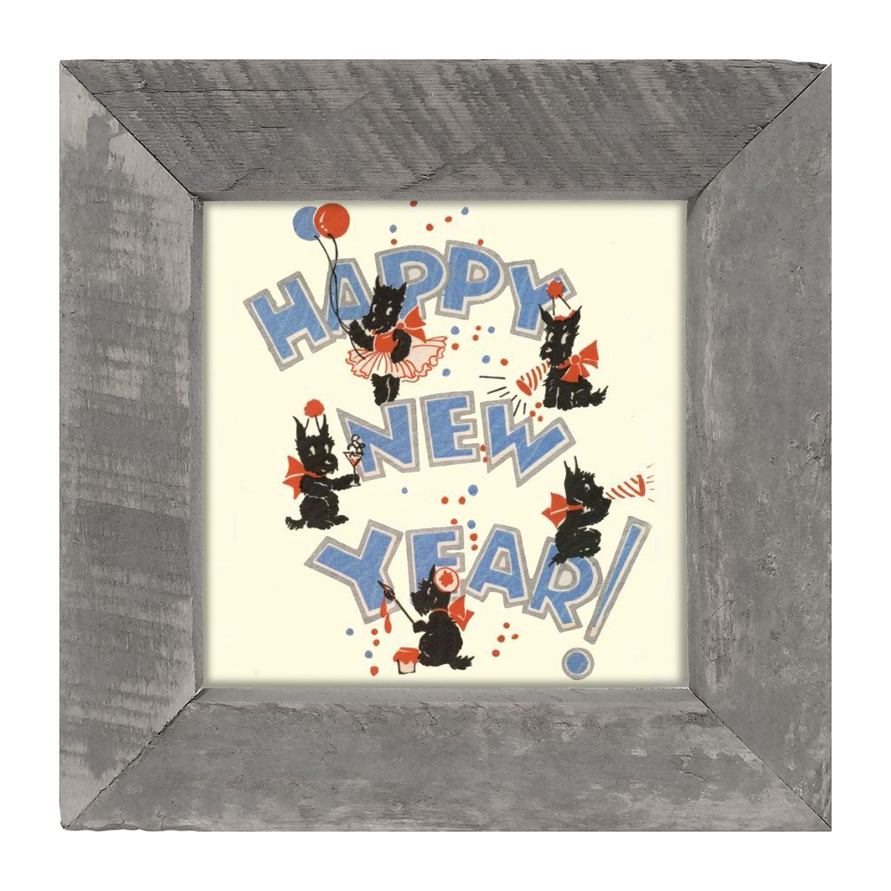Happy New Years Scotties - Framed art