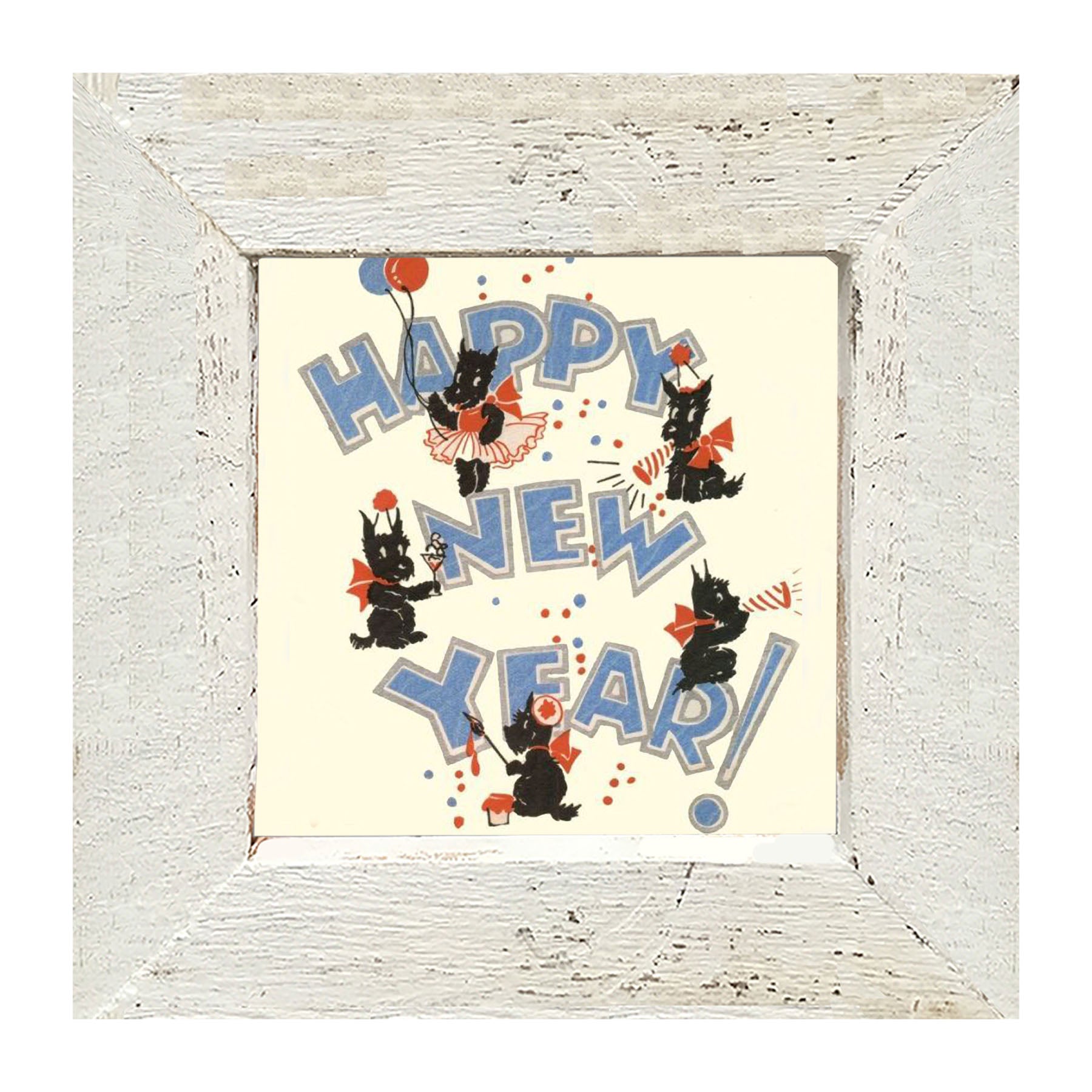 Happy New Years Scotties - Framed art
