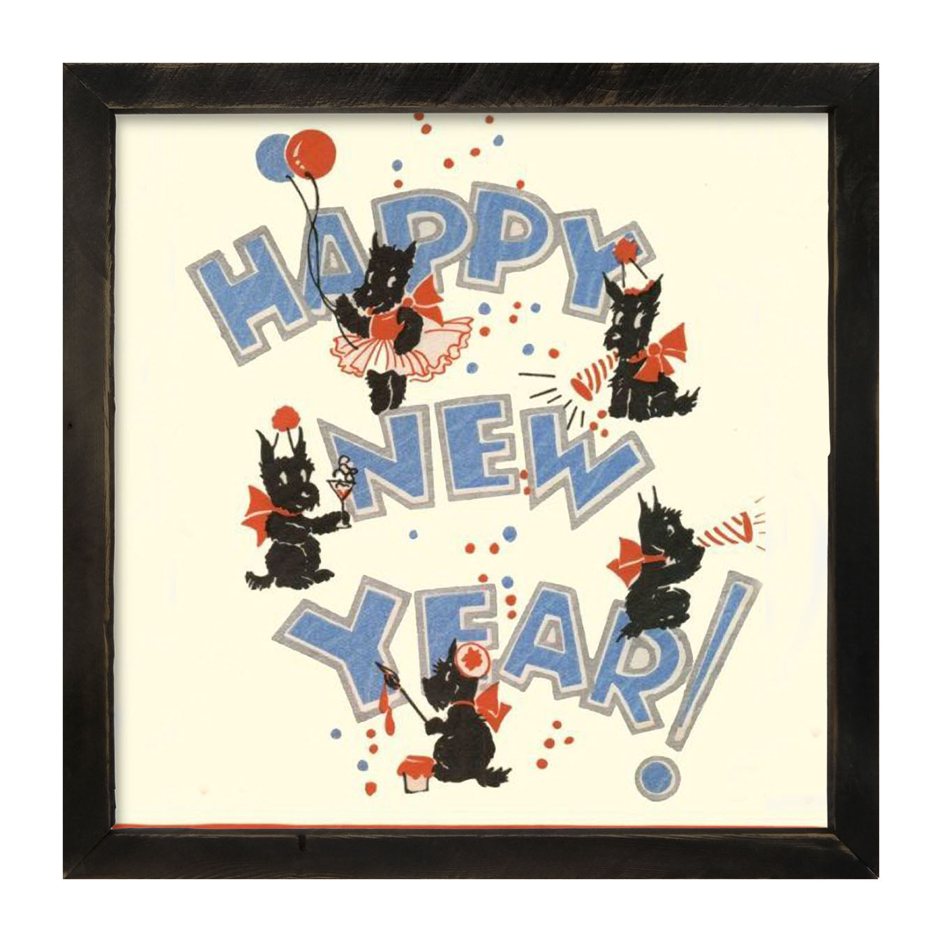 Happy New Years Scotties - Framed art