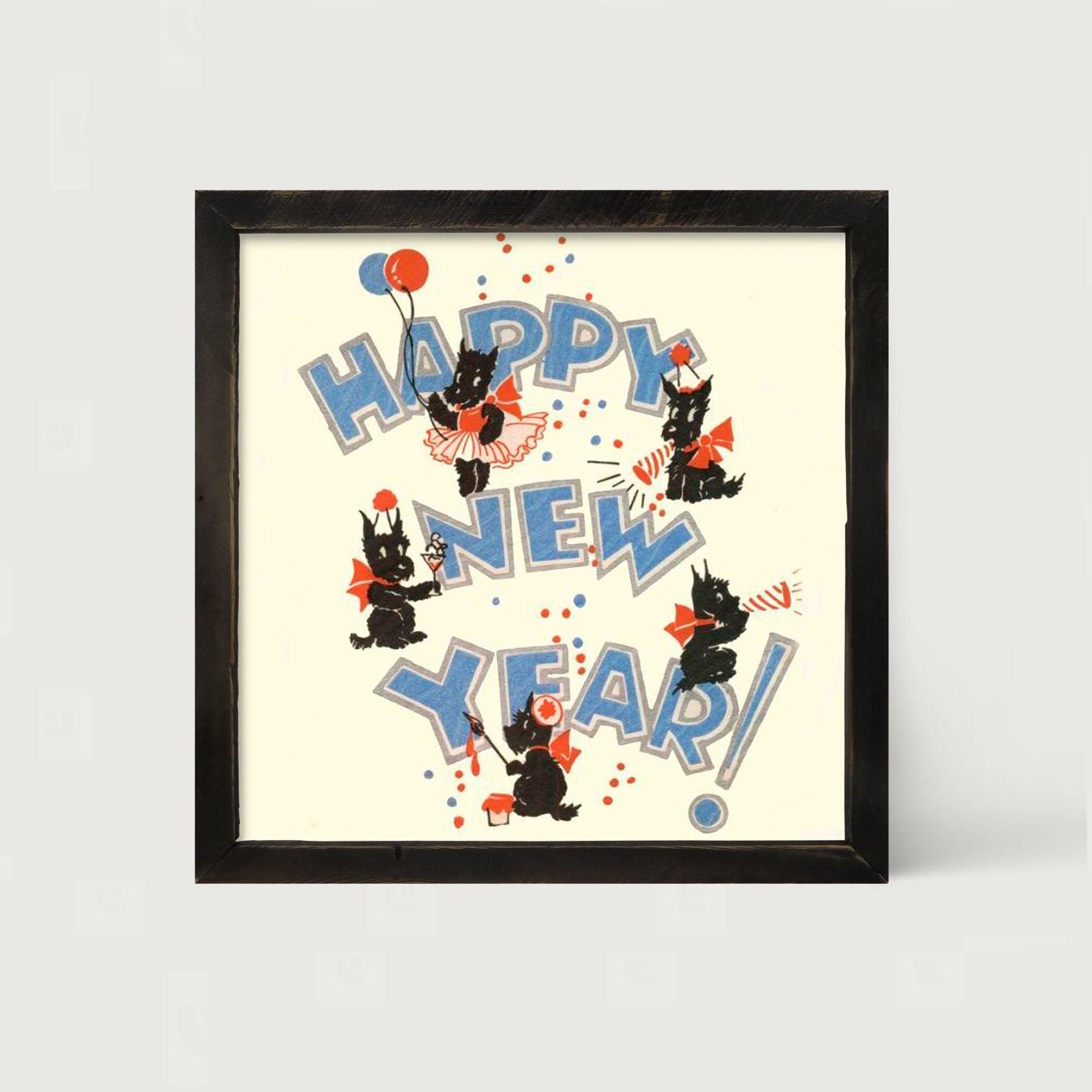 Happy New Years Scotties - Framed art