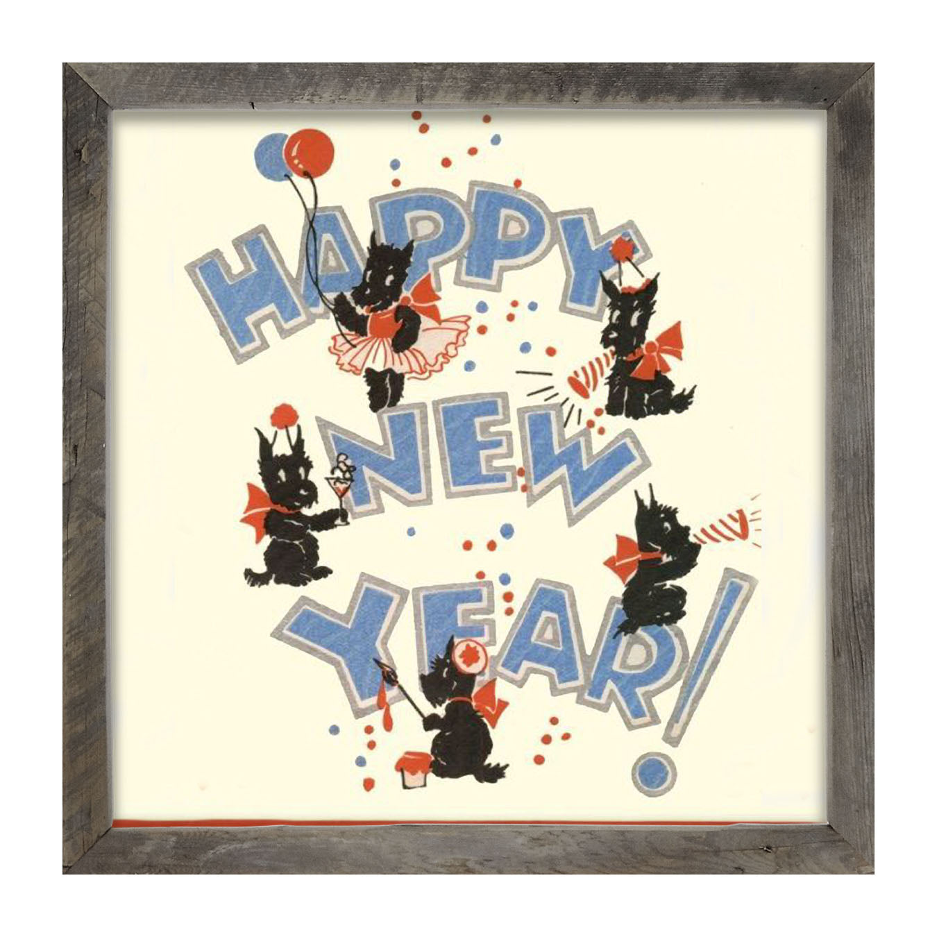 Happy New Years Scotties - Framed art