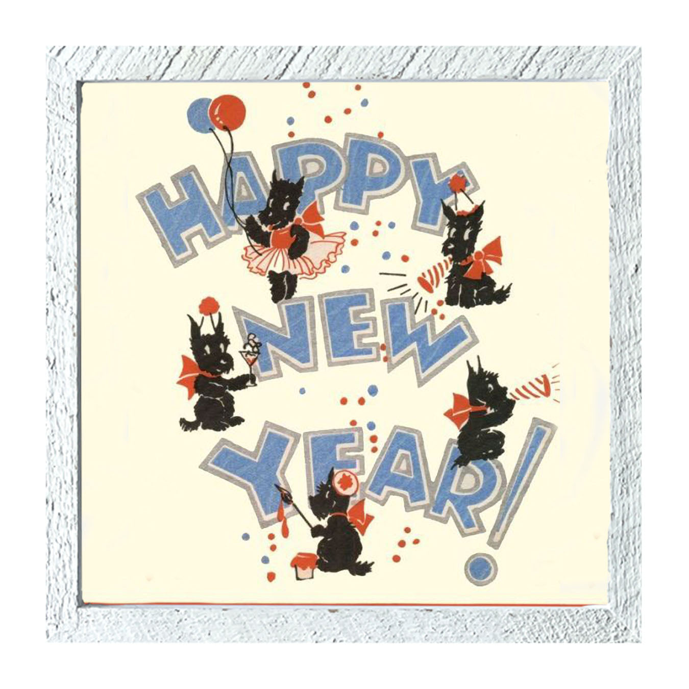 Happy New Years Scotties - Framed art