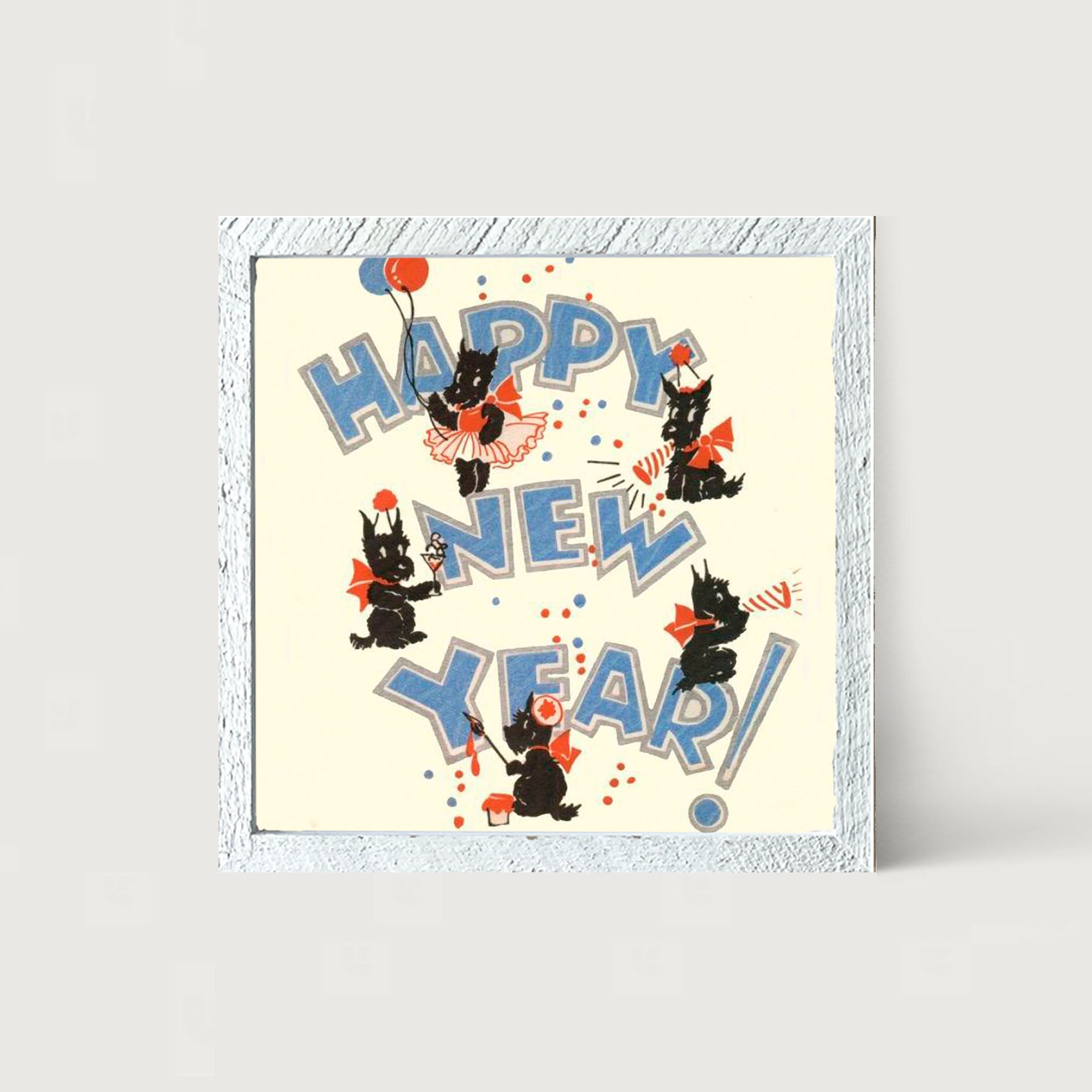 Happy New Years Scotties - Framed art