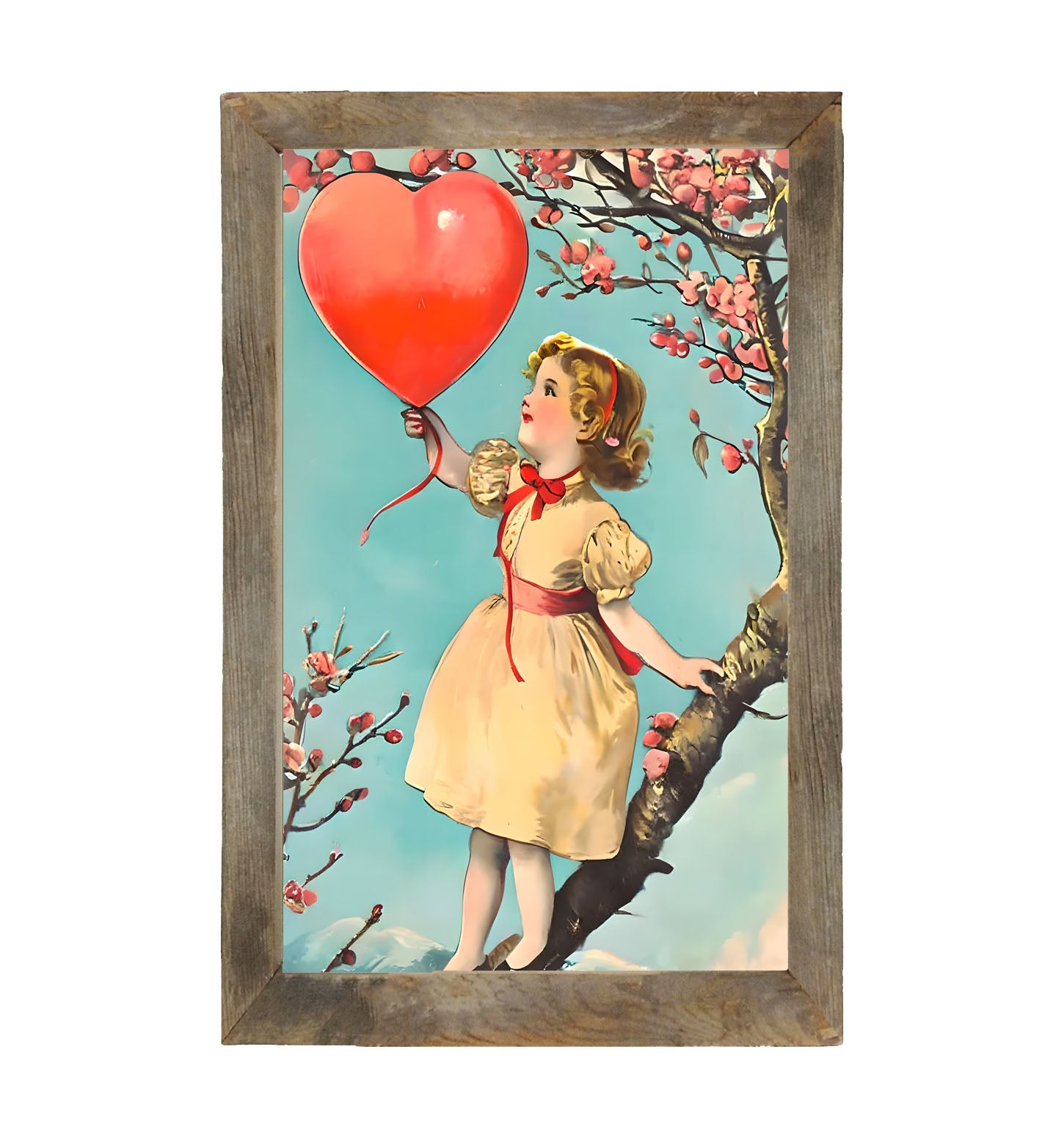 Girl with a Heart Balloon - Framed Art