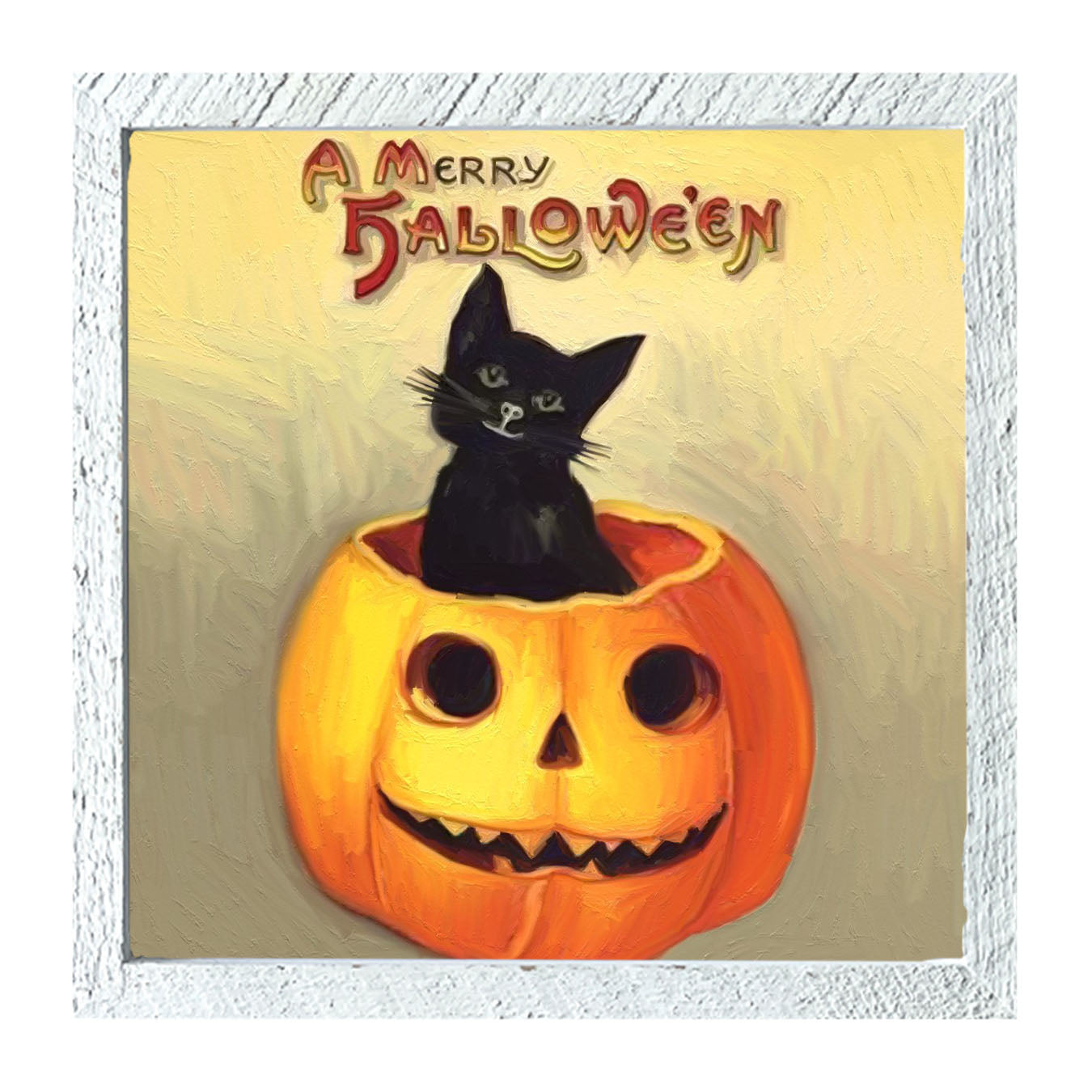 Black Cat in Jack-o-lantern - Framed art