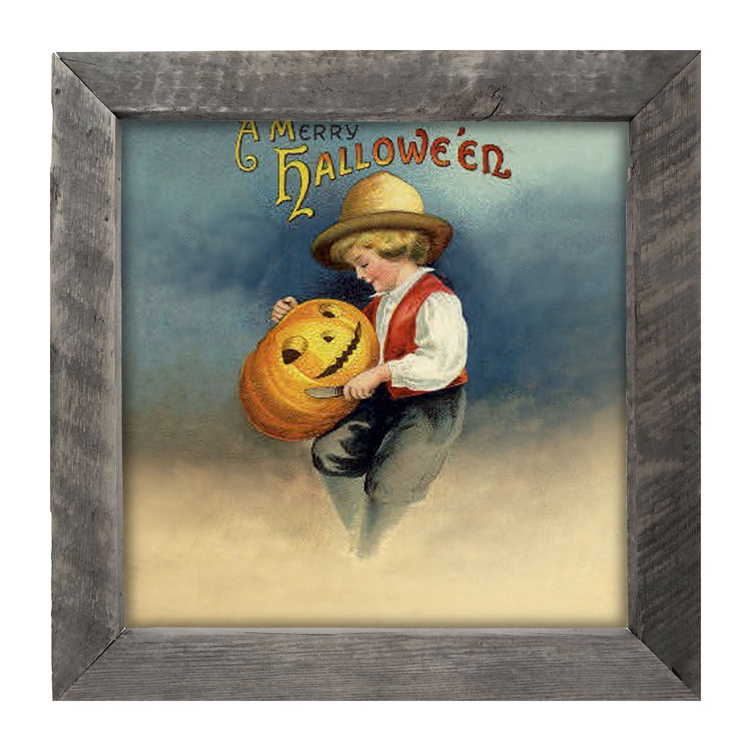 Boy Carving Pumpkin
