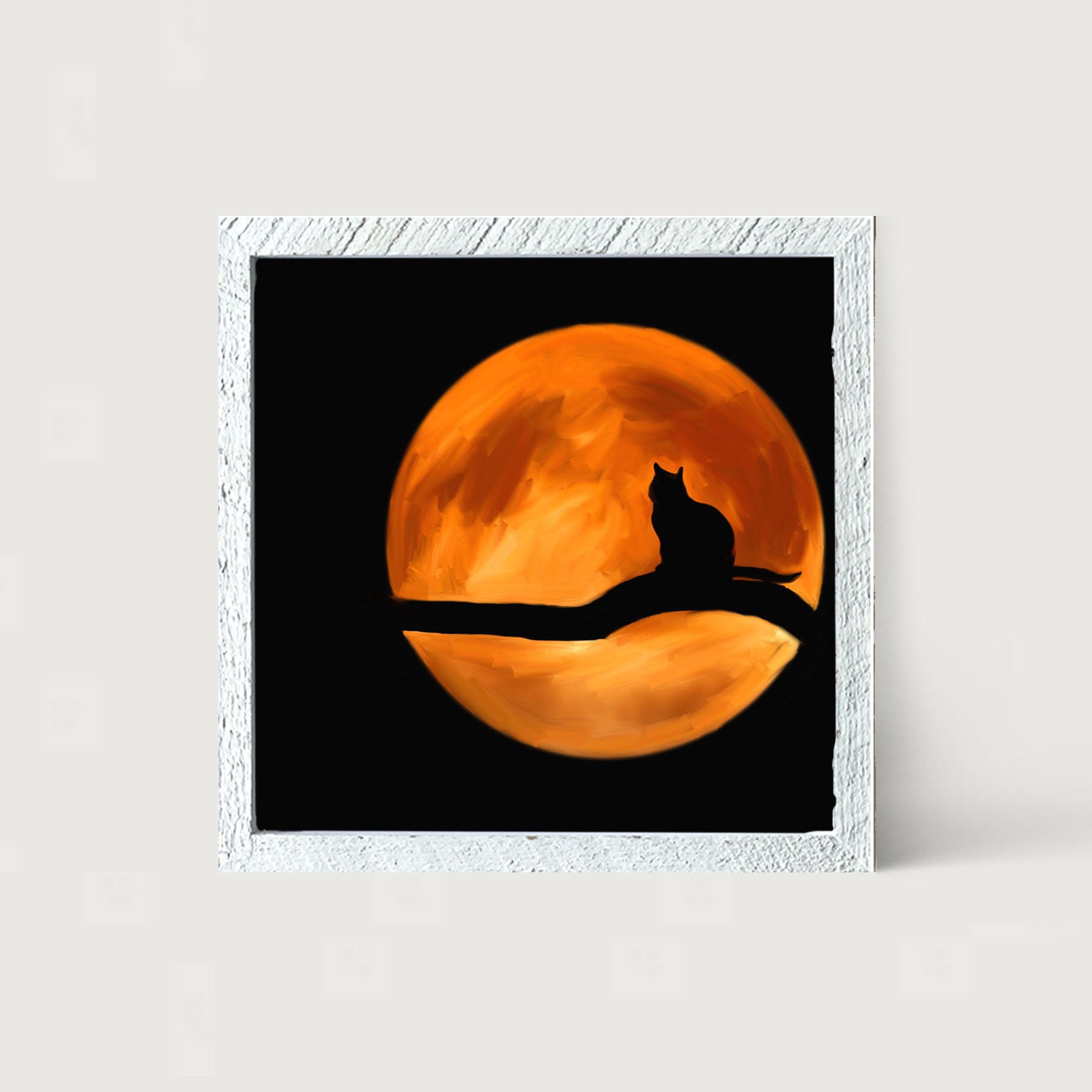 Cat in the Moon - Framed art