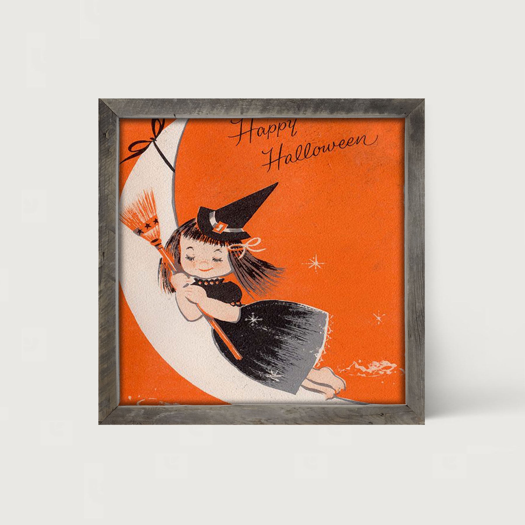Witch On A Moon - Framed art