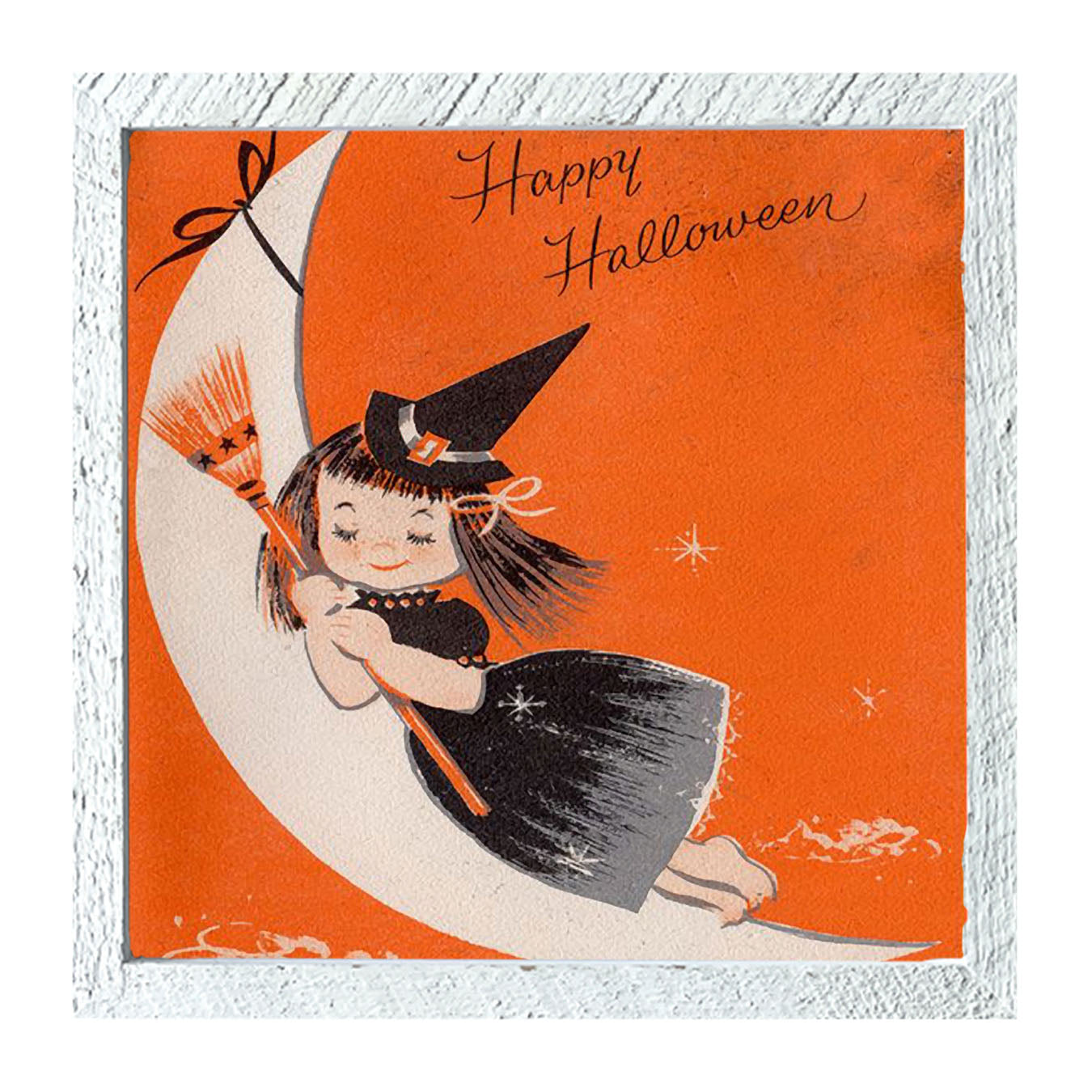 Witch On A Moon - Framed art