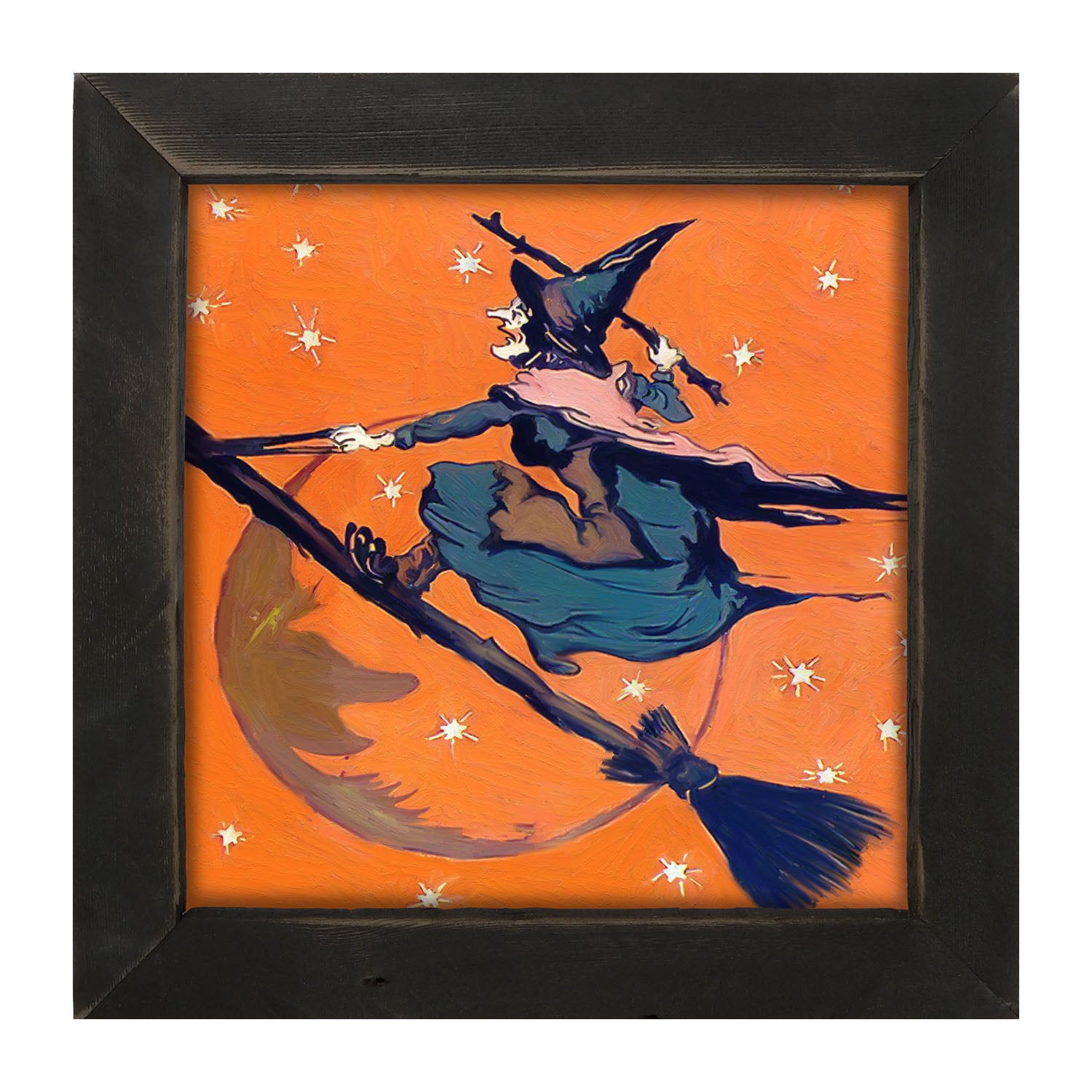Vintage Witch on a Broom - Framed art