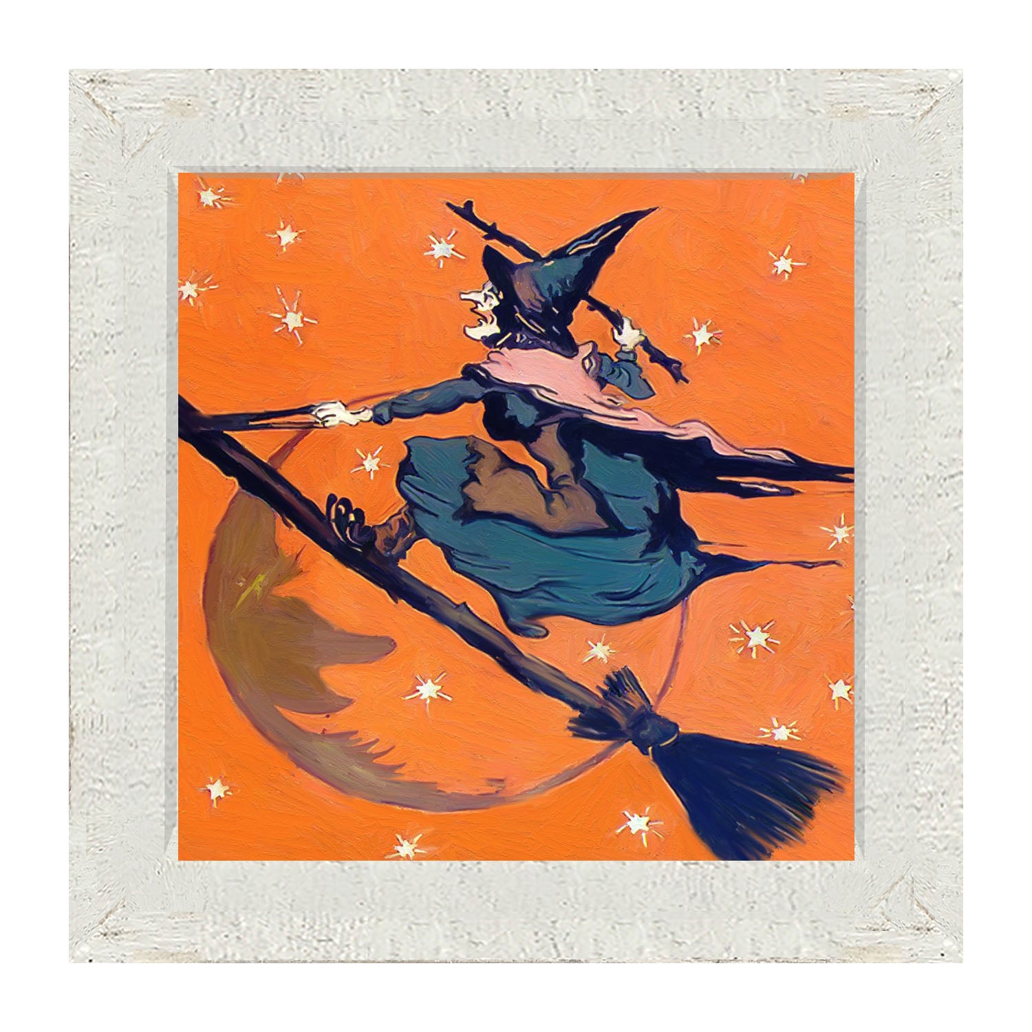 Vintage Witch on a Broom - Framed art