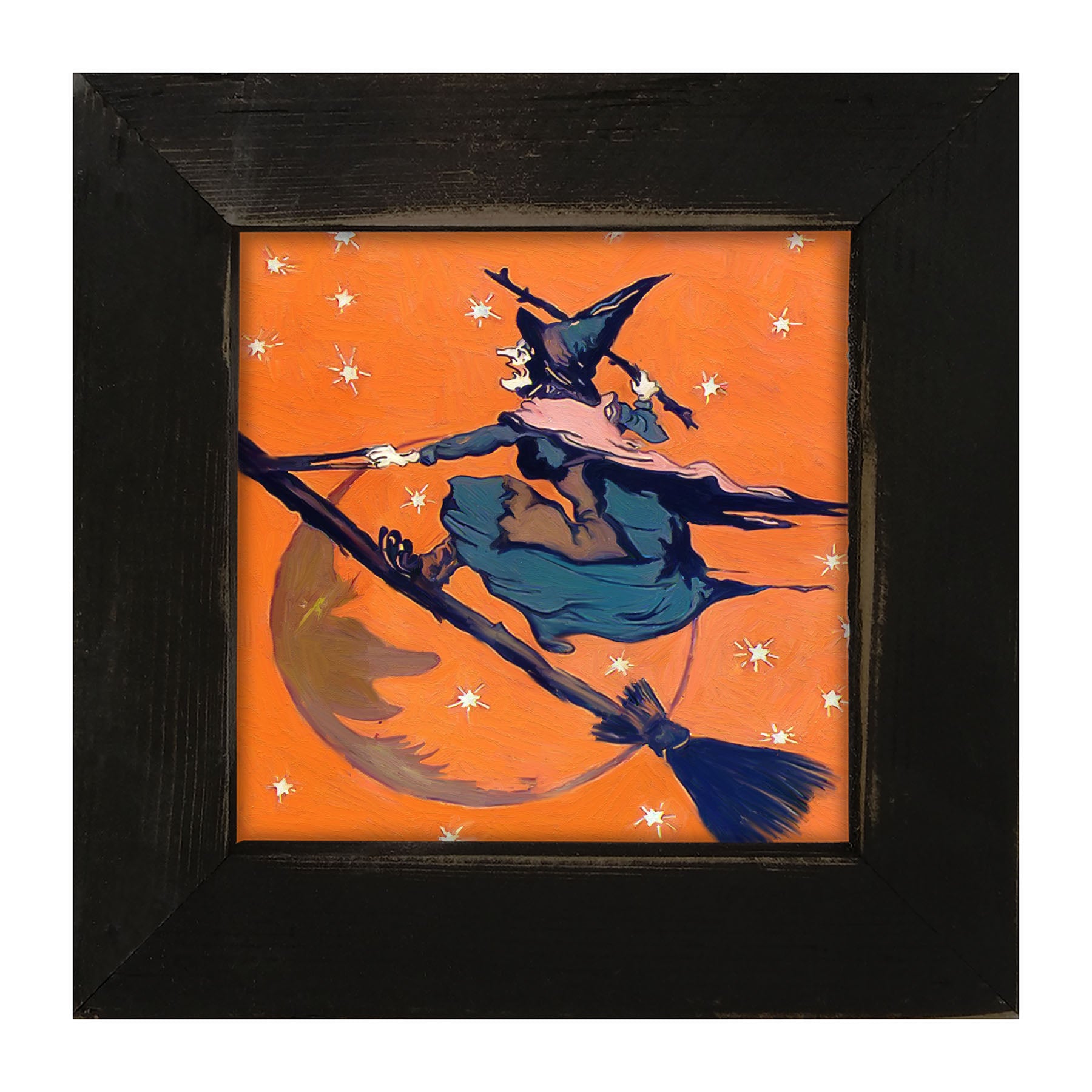 Vintage Witch on a Broom - Framed art