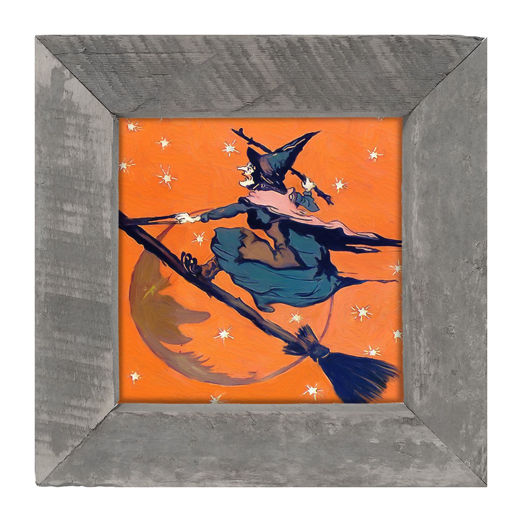 Vintage Witch on a Broom - Framed art