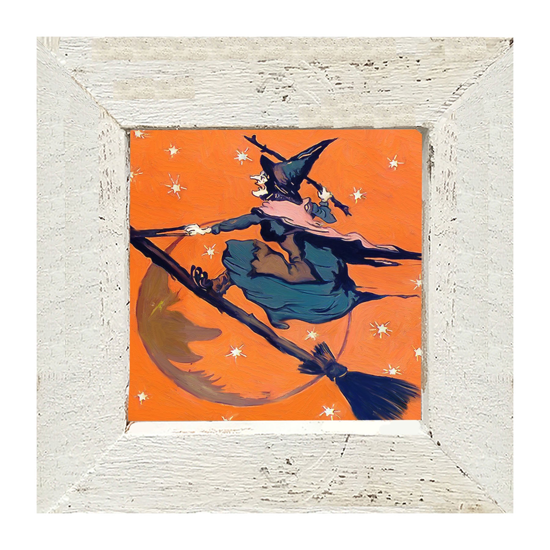 Vintage Witch on a Broom - Framed art