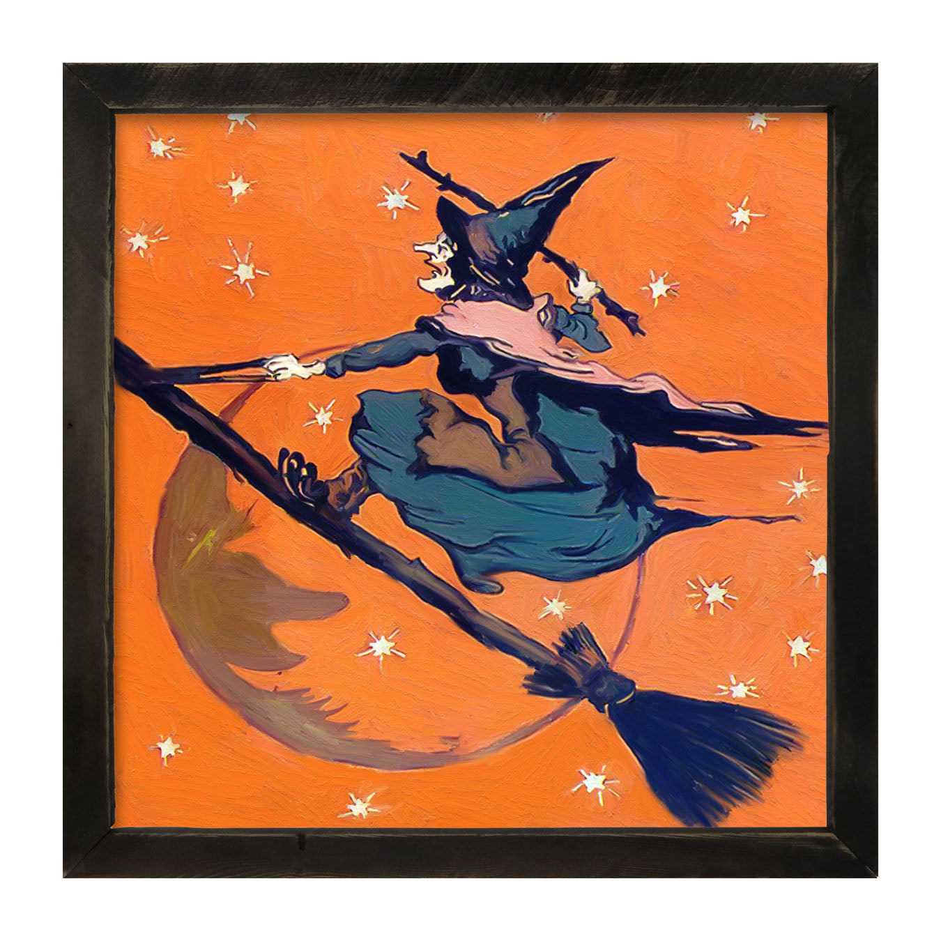 Vintage Witch on a Broom - Framed art