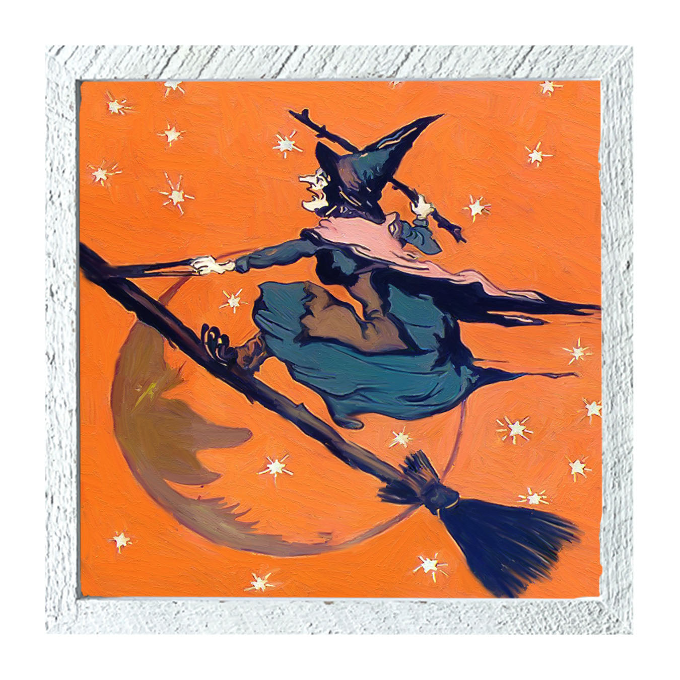 Vintage Witch on a Broom - Framed art