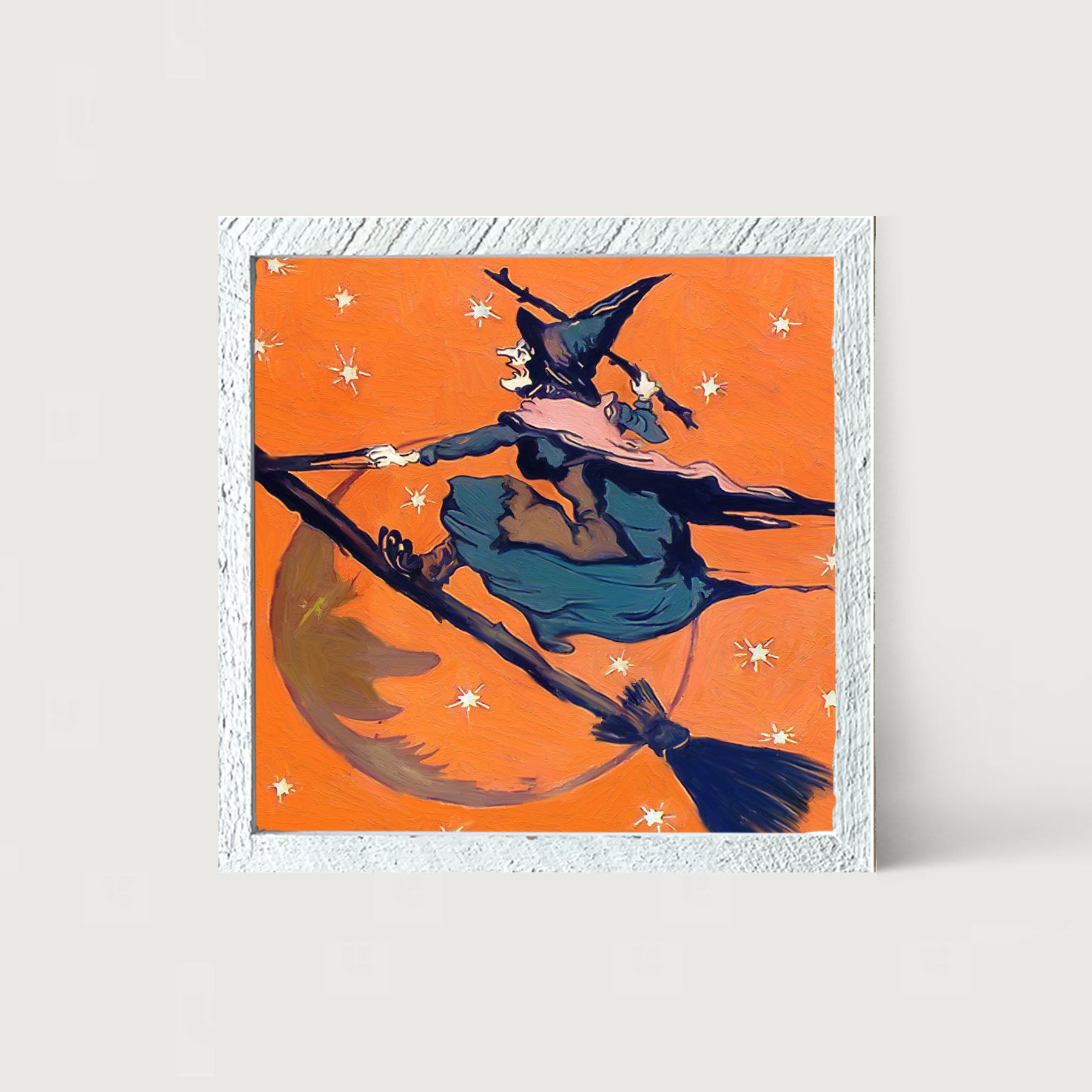 Vintage Witch on a Broom - Framed art