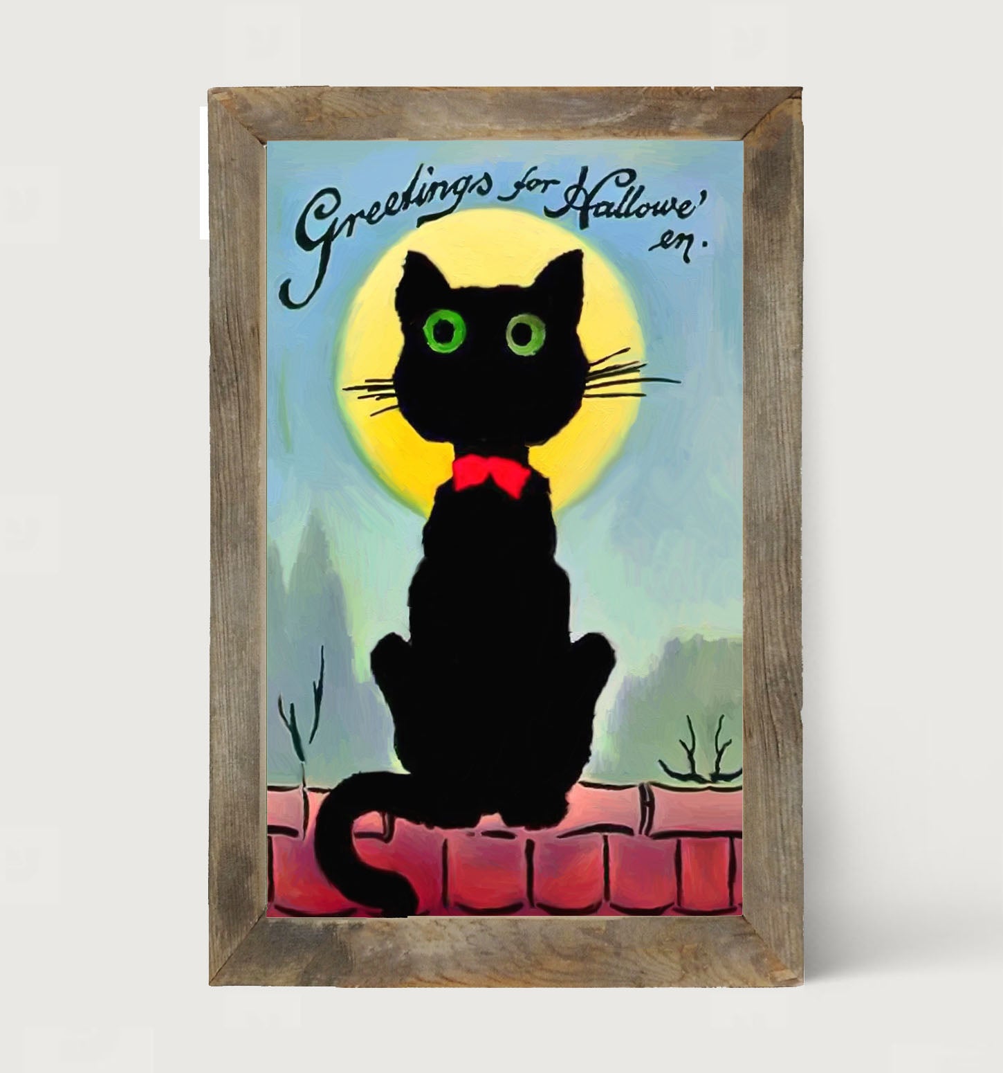 Black cat in the moon - Framed art