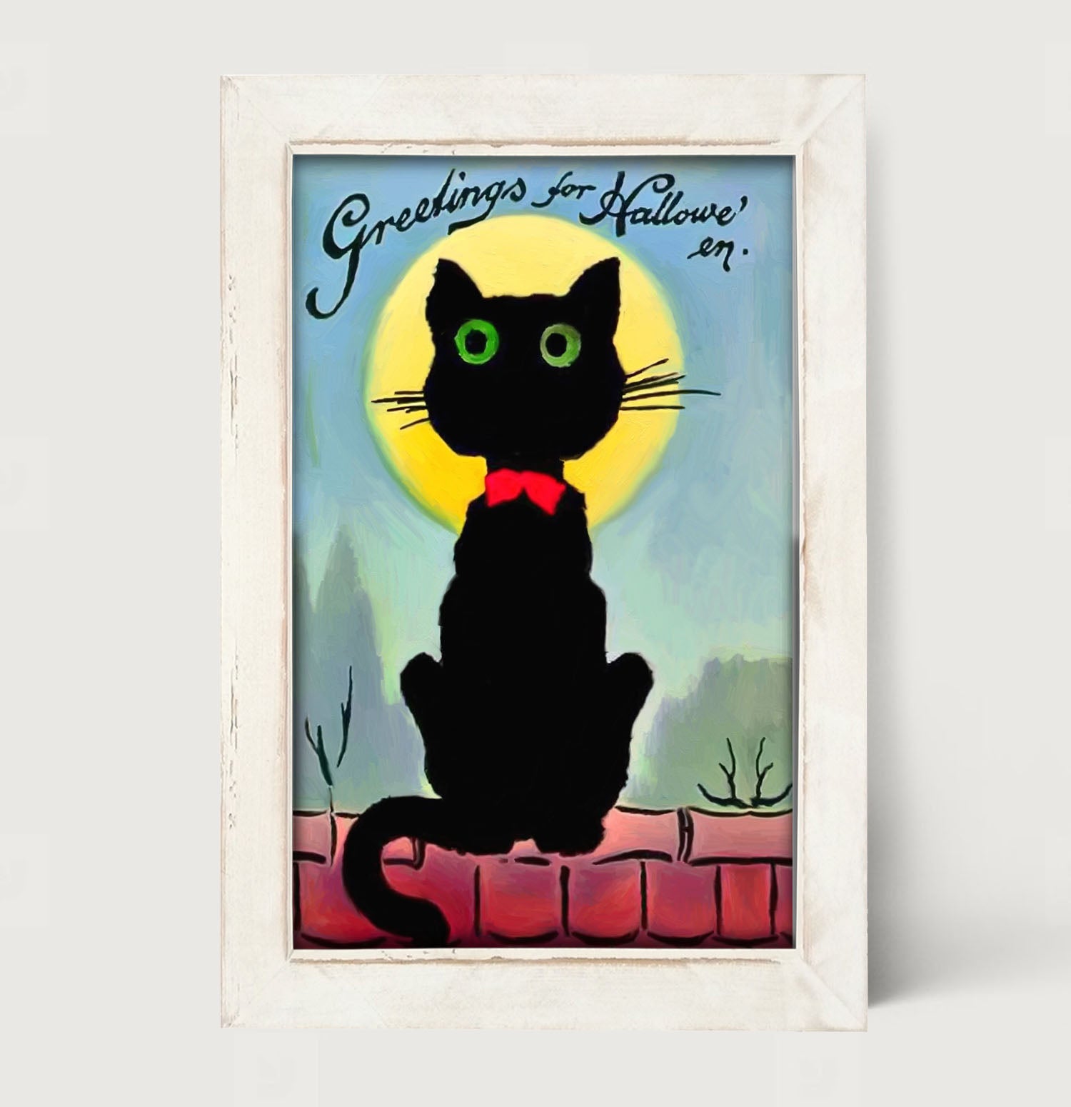 Black cat in the moon - Framed art