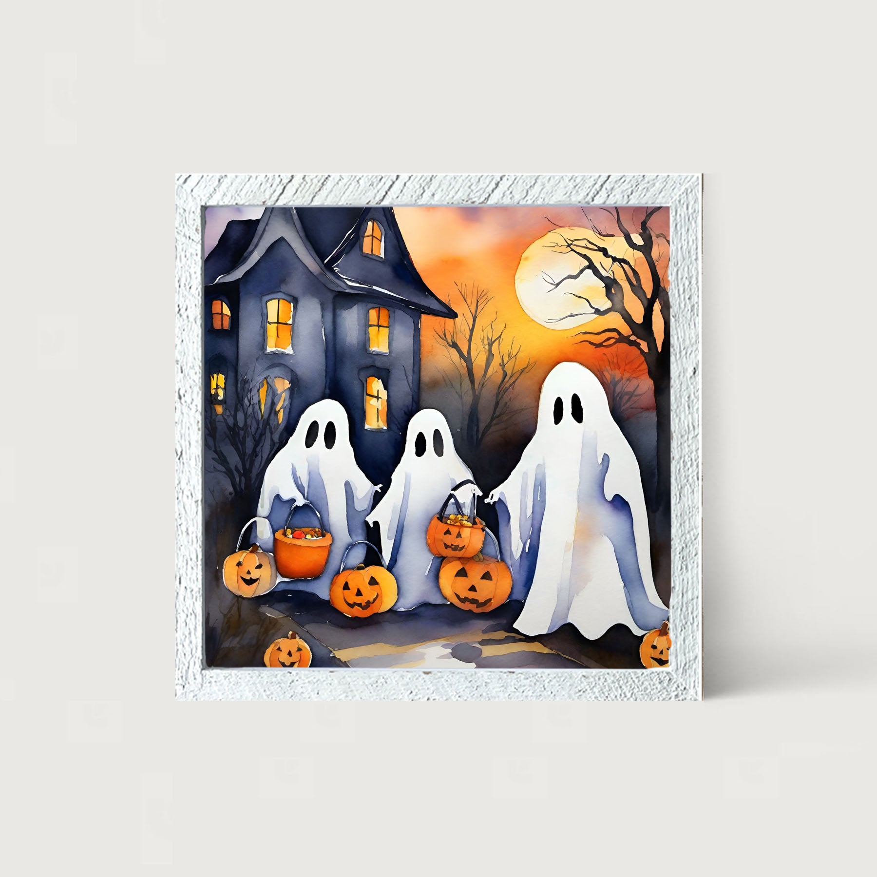 Trick or treating ghosts - Framed art