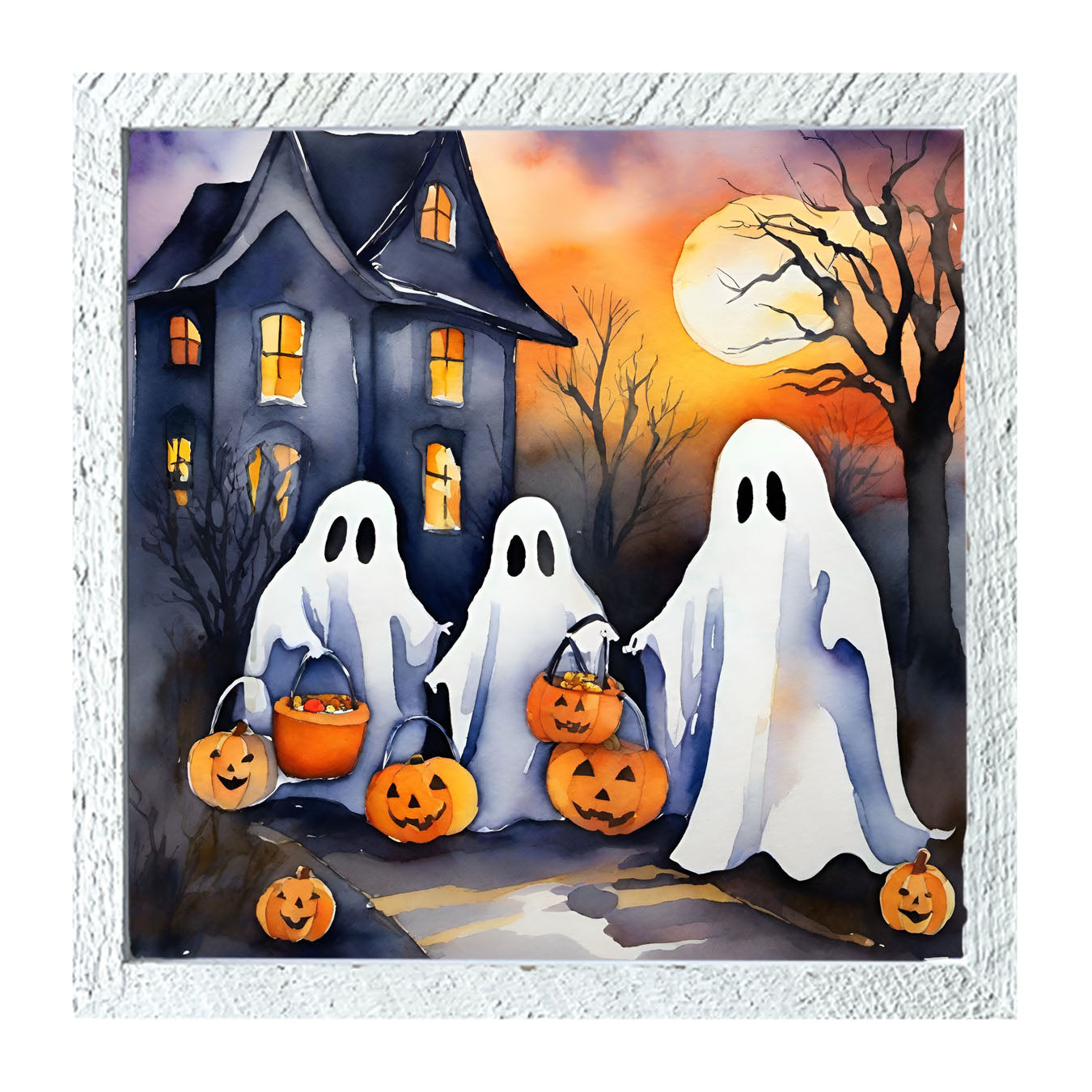 Trick or treating ghosts - Framed art