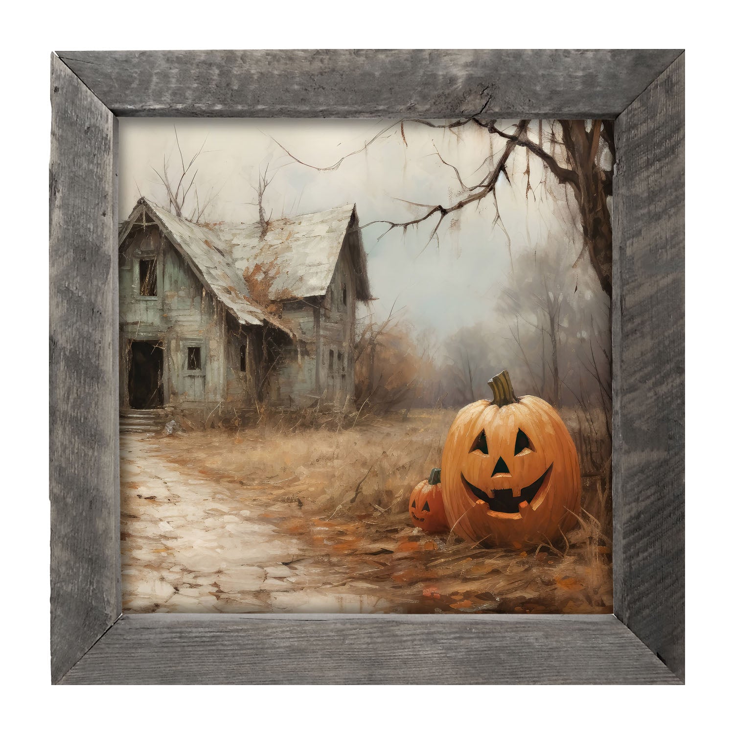 Abandoned house jackolanterns - Framed art