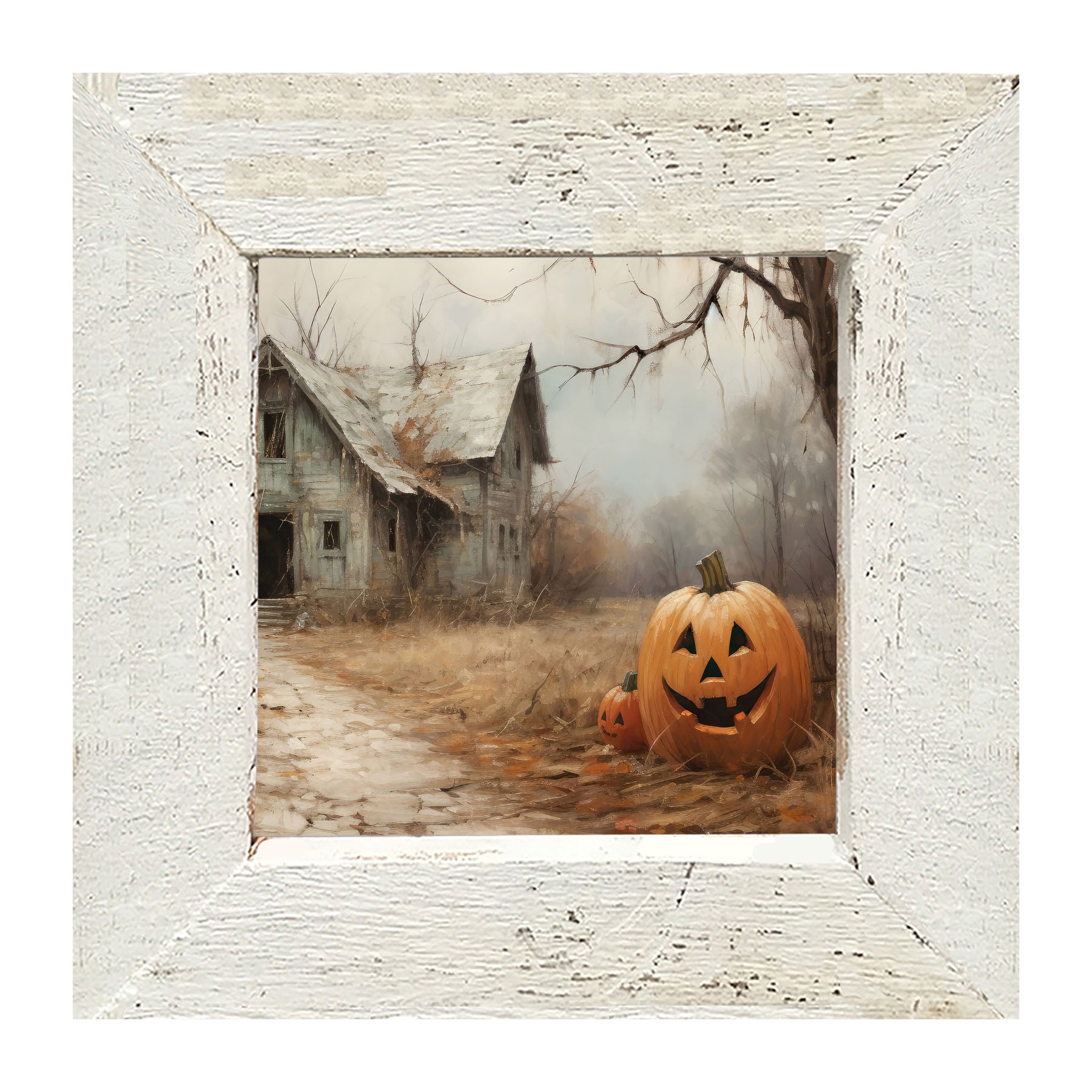 Abandoned house jackolanterns - Framed art
