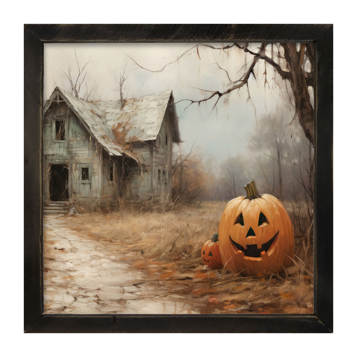 Abandoned house jackolanterns - Framed art