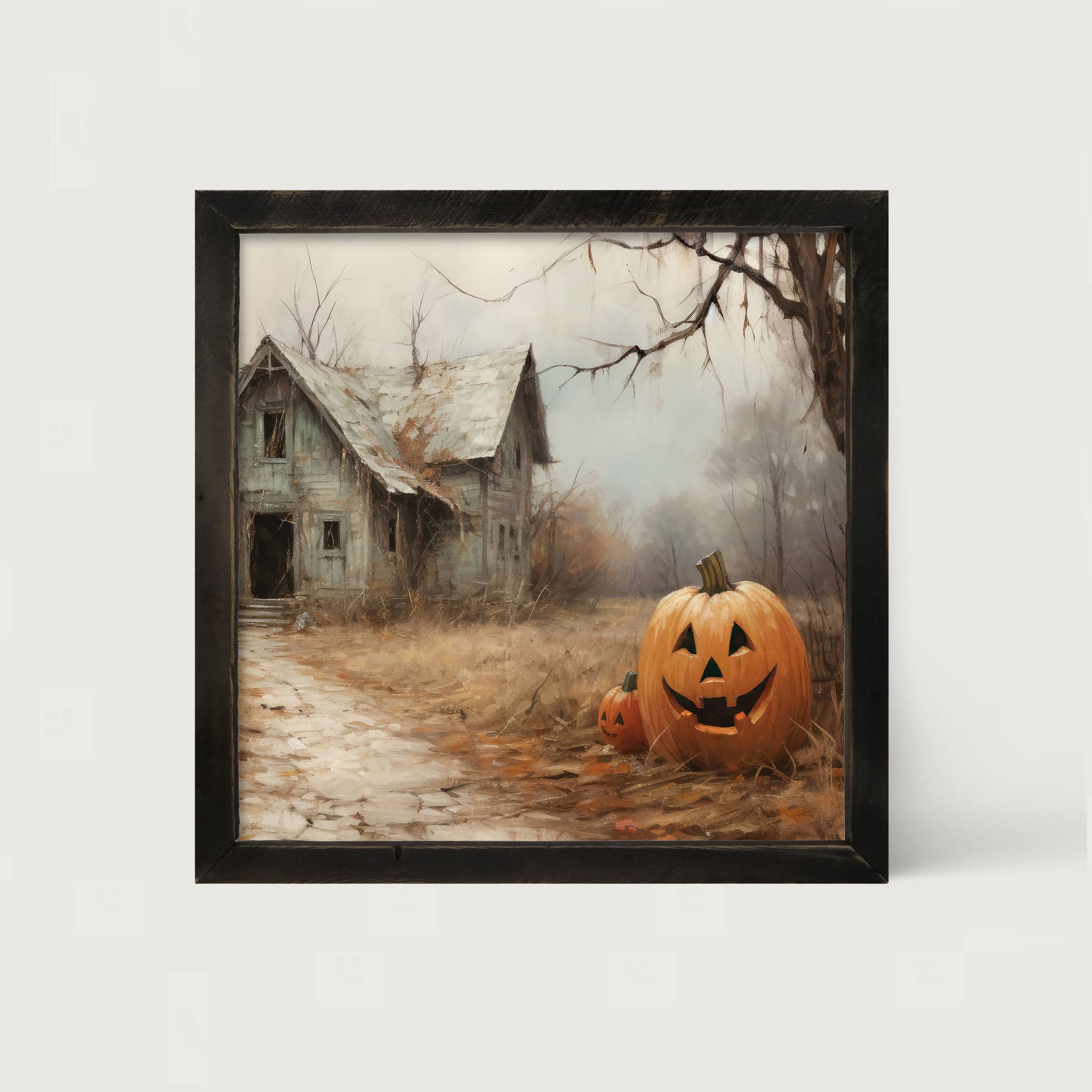 Abandoned house jackolanterns - Framed art