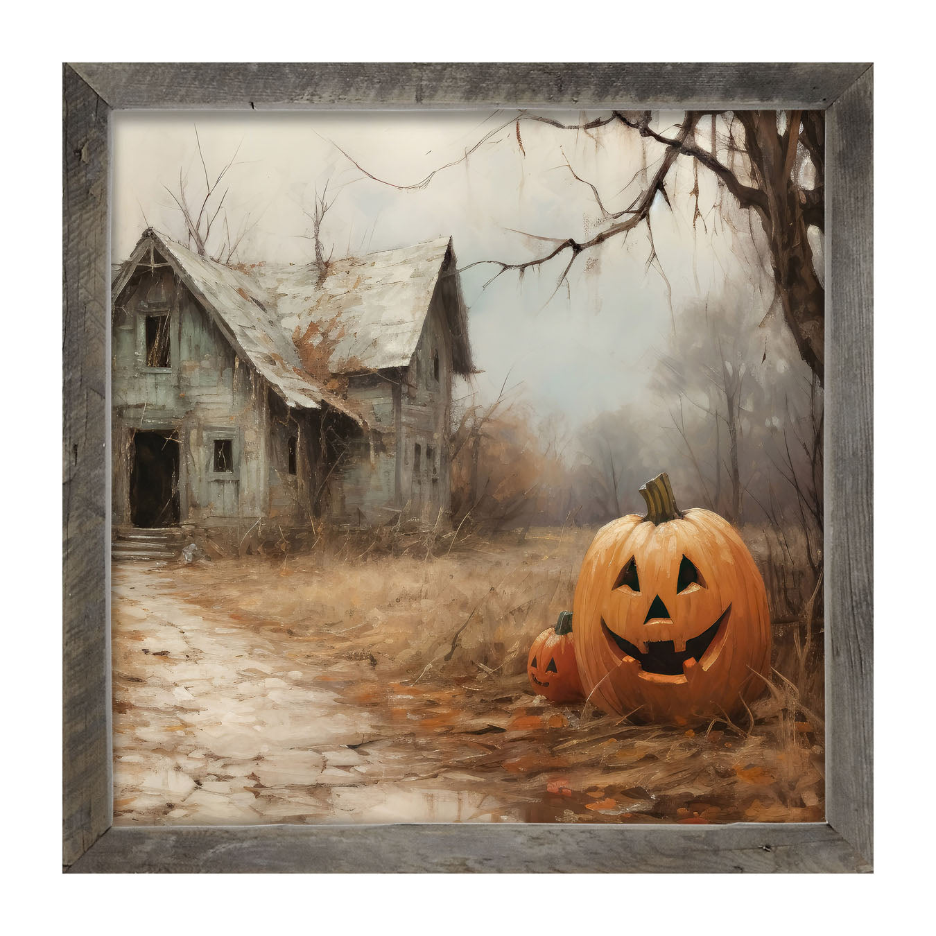 Abandoned house jackolanterns - Framed art