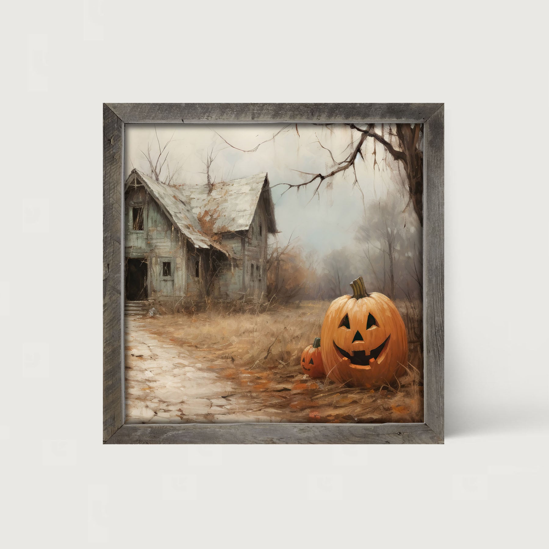 Abandoned house jackolanterns - Framed art