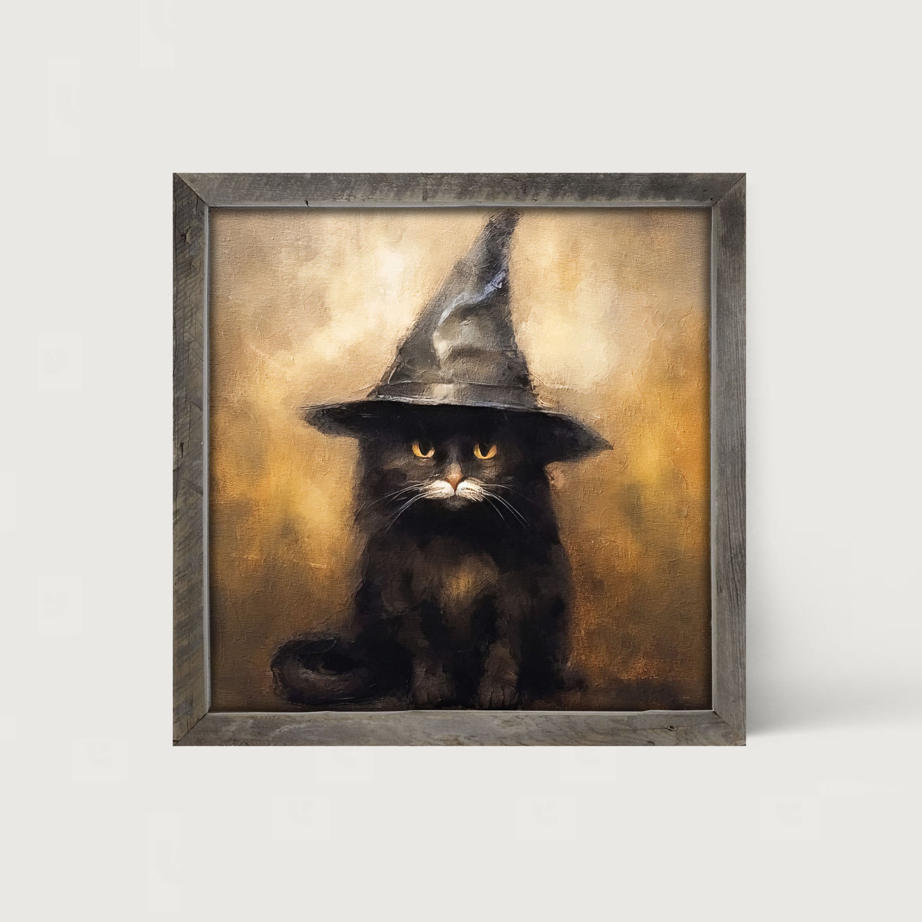 Cat with Witch hat - Framed art