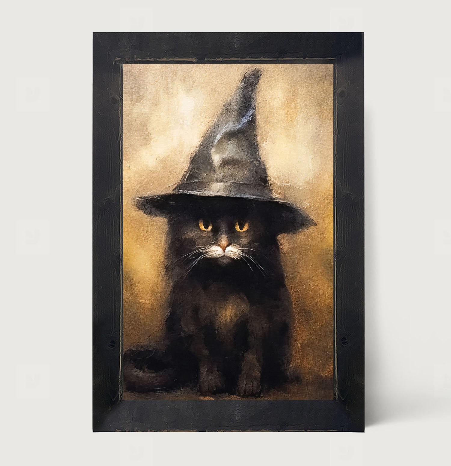 Cat with Witch hat - Framed art