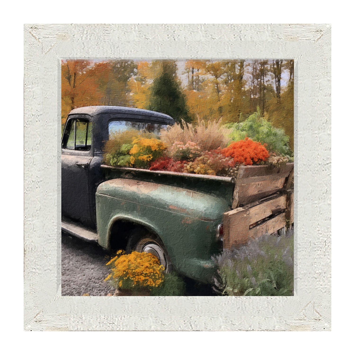 Green and Black Truck - Framed Art