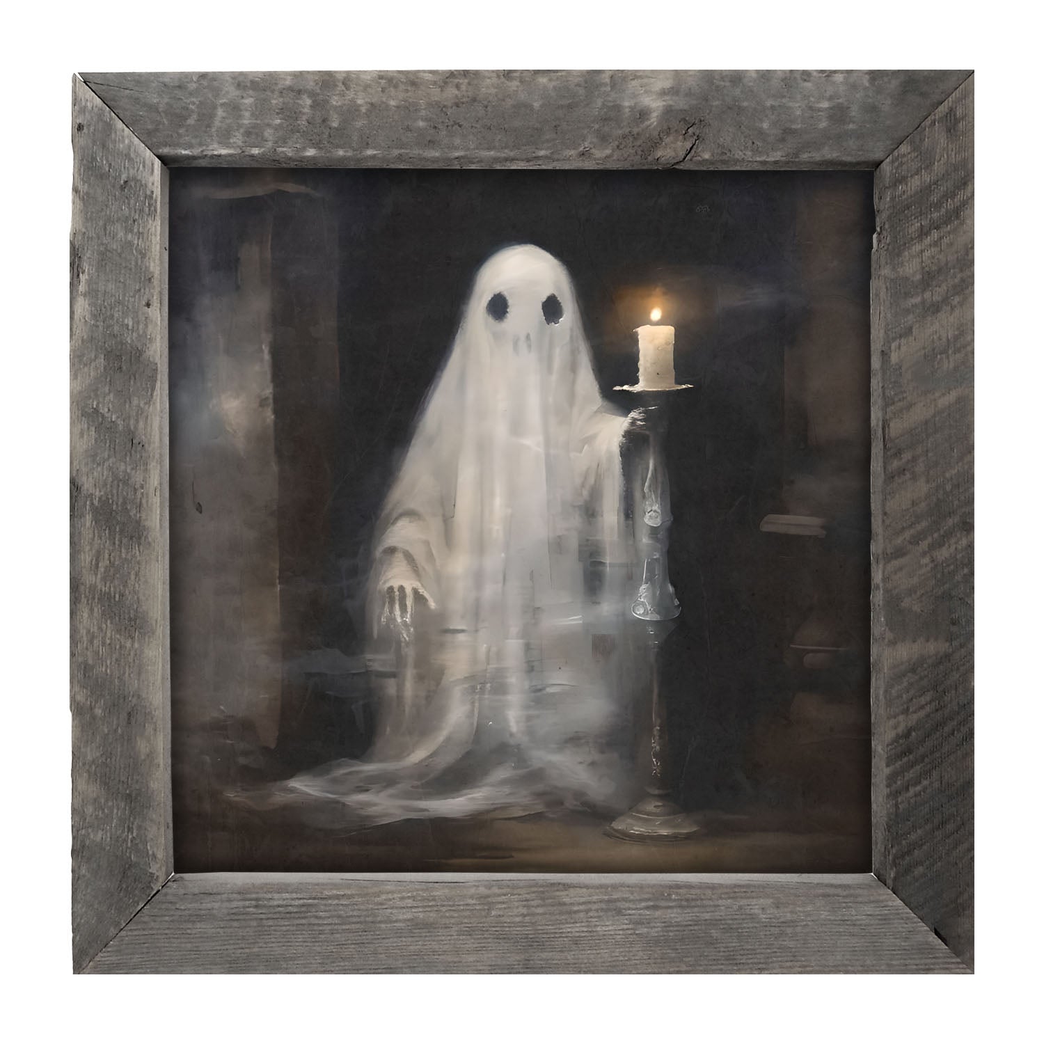 Ghost holding a candle - Framed Art