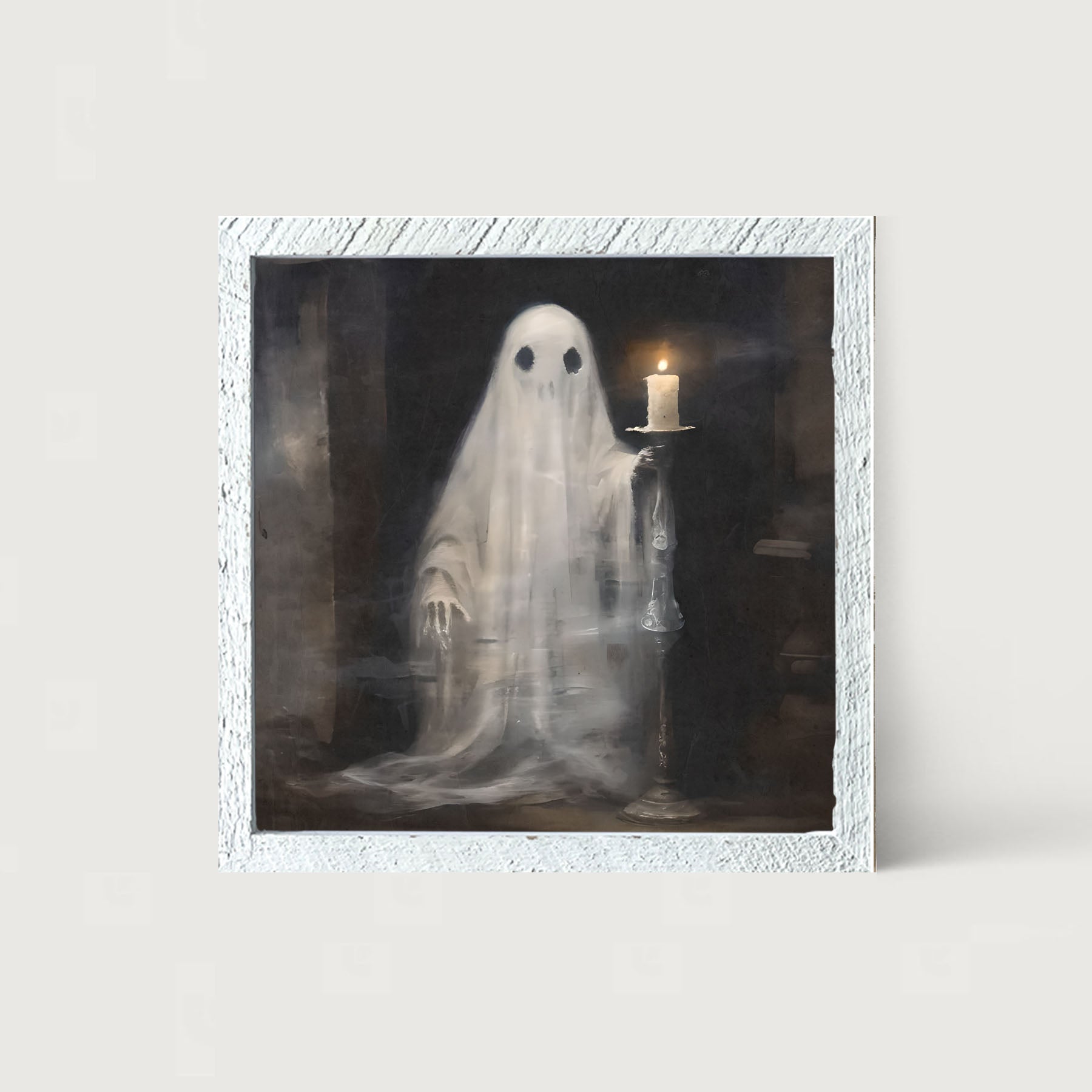 Ghost holding a candle - Framed Art