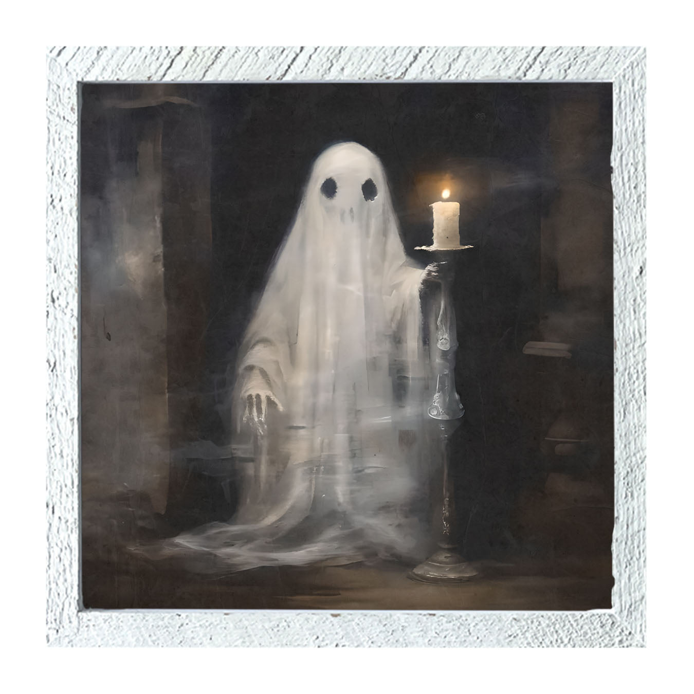 Ghost holding a candle - Framed Art