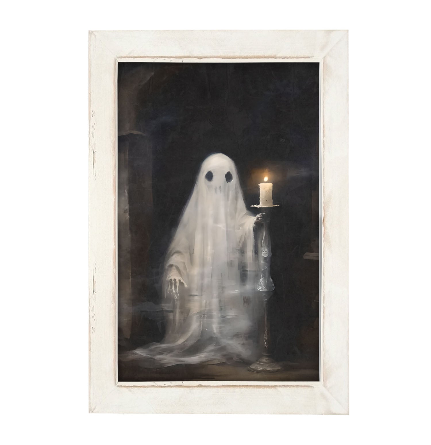 Ghost holding a candle - Framed Art