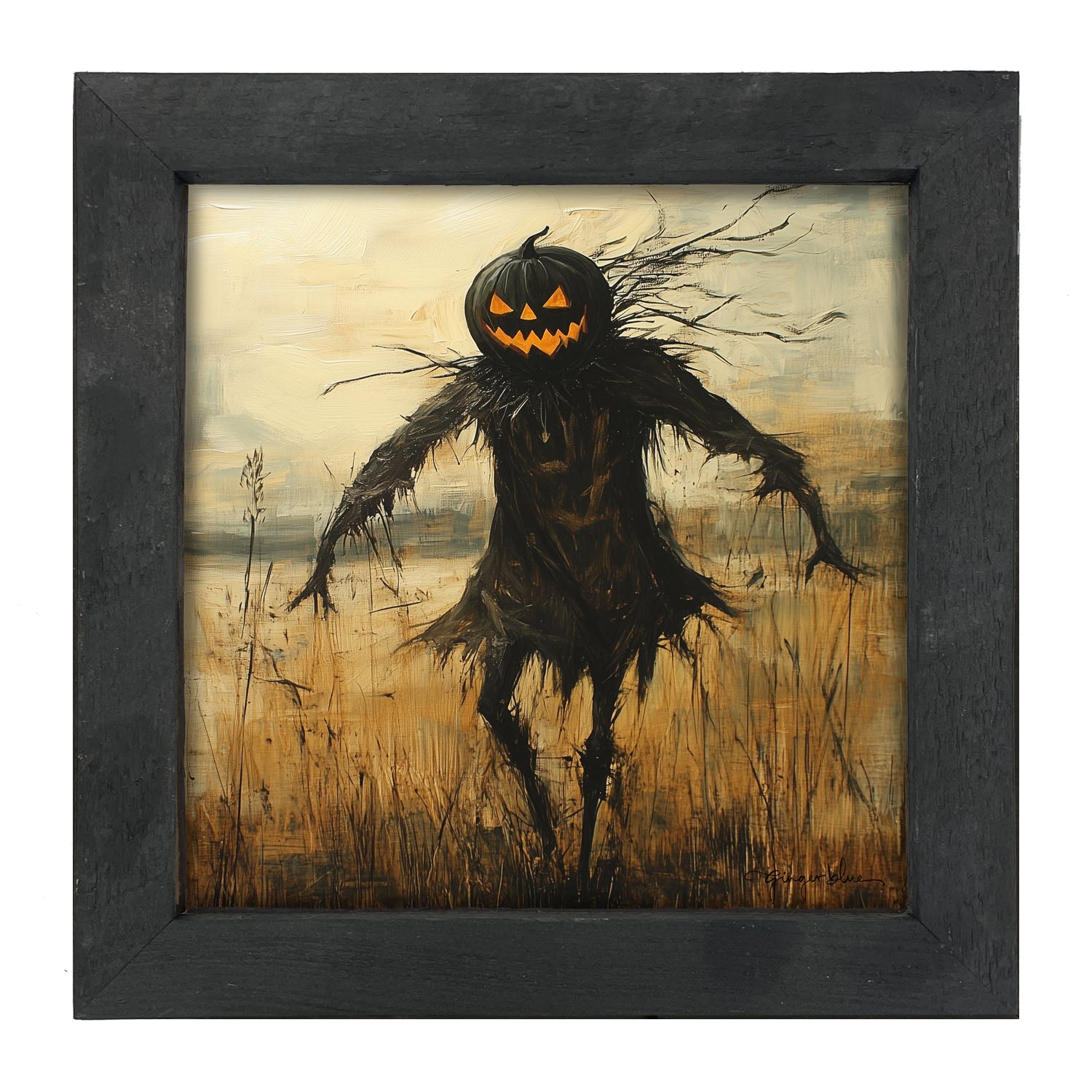 Scary Scarecrow in Field - Framed Art
