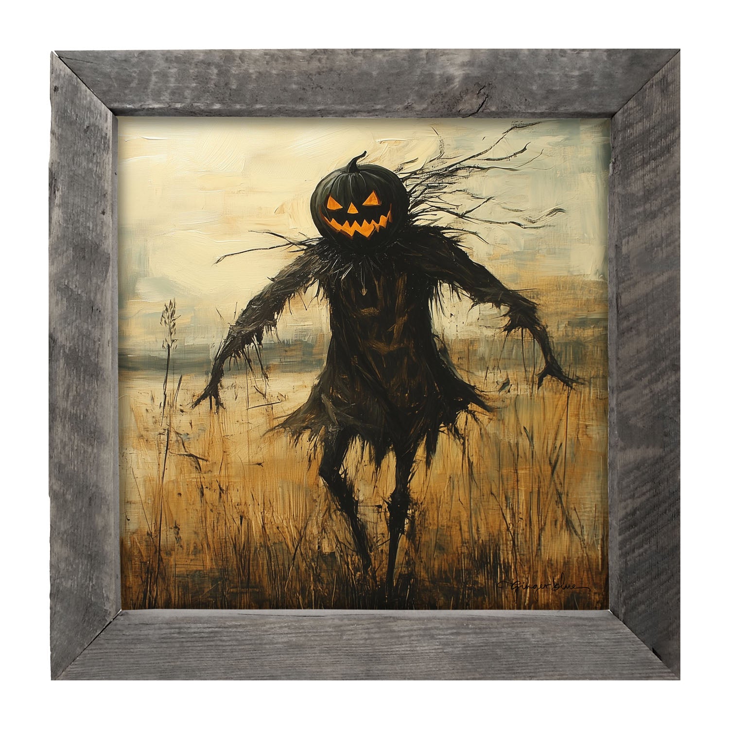 Scary Scarecrow in Field - Framed Art