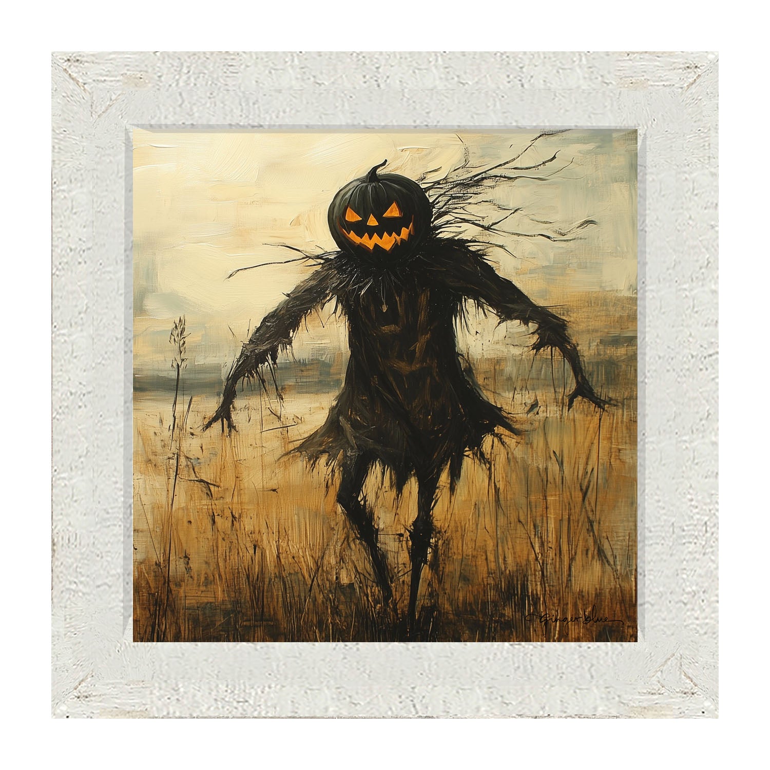 Scary Scarecrow in Field - Framed Art