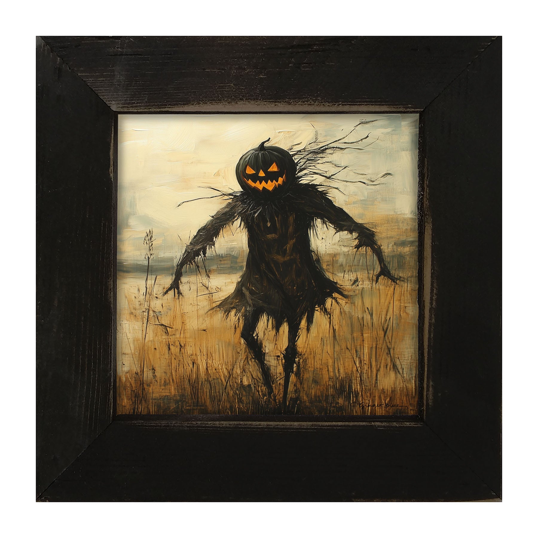 Scary Scarecrow in Field - Framed Art