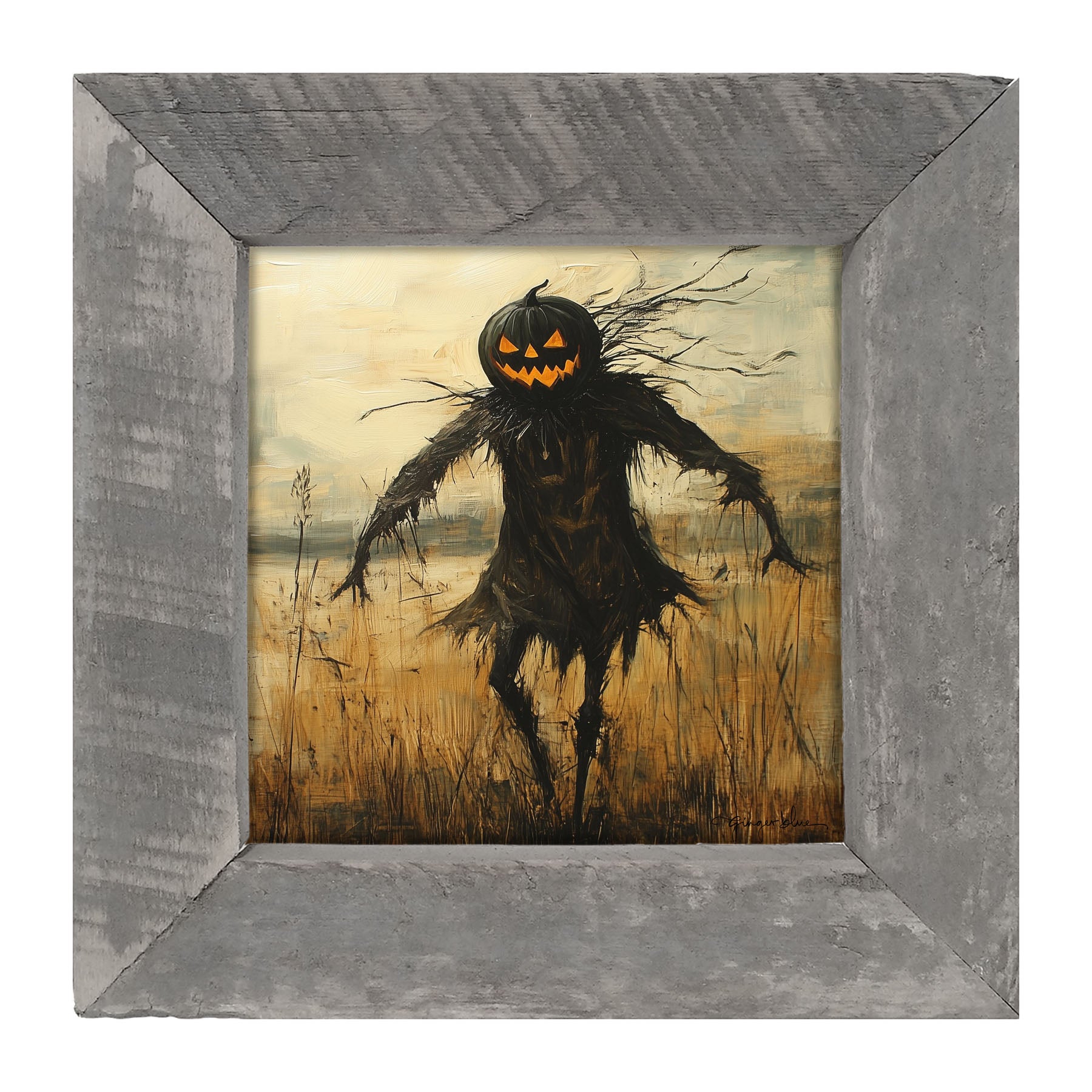 Scary Scarecrow in Field - Framed Art