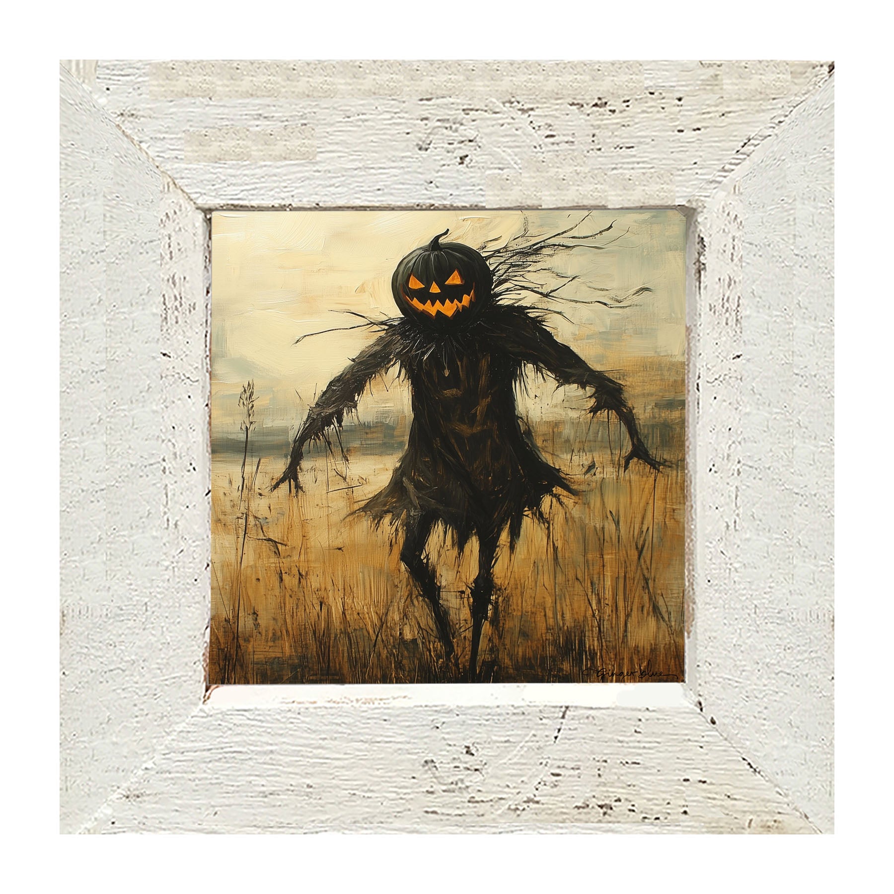 Scary Scarecrow in Field - Framed Art