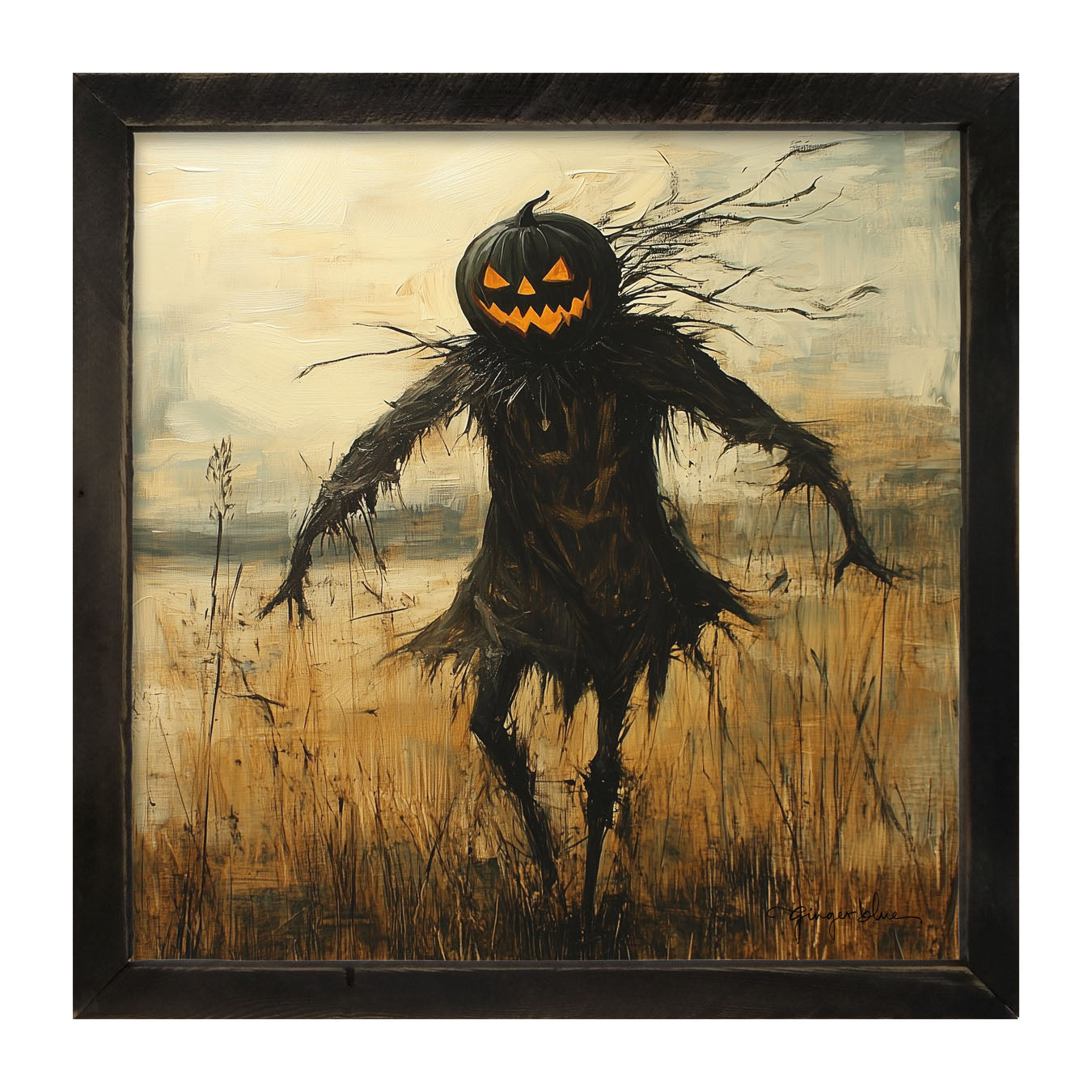 Scary Scarecrow in Field - Framed Art