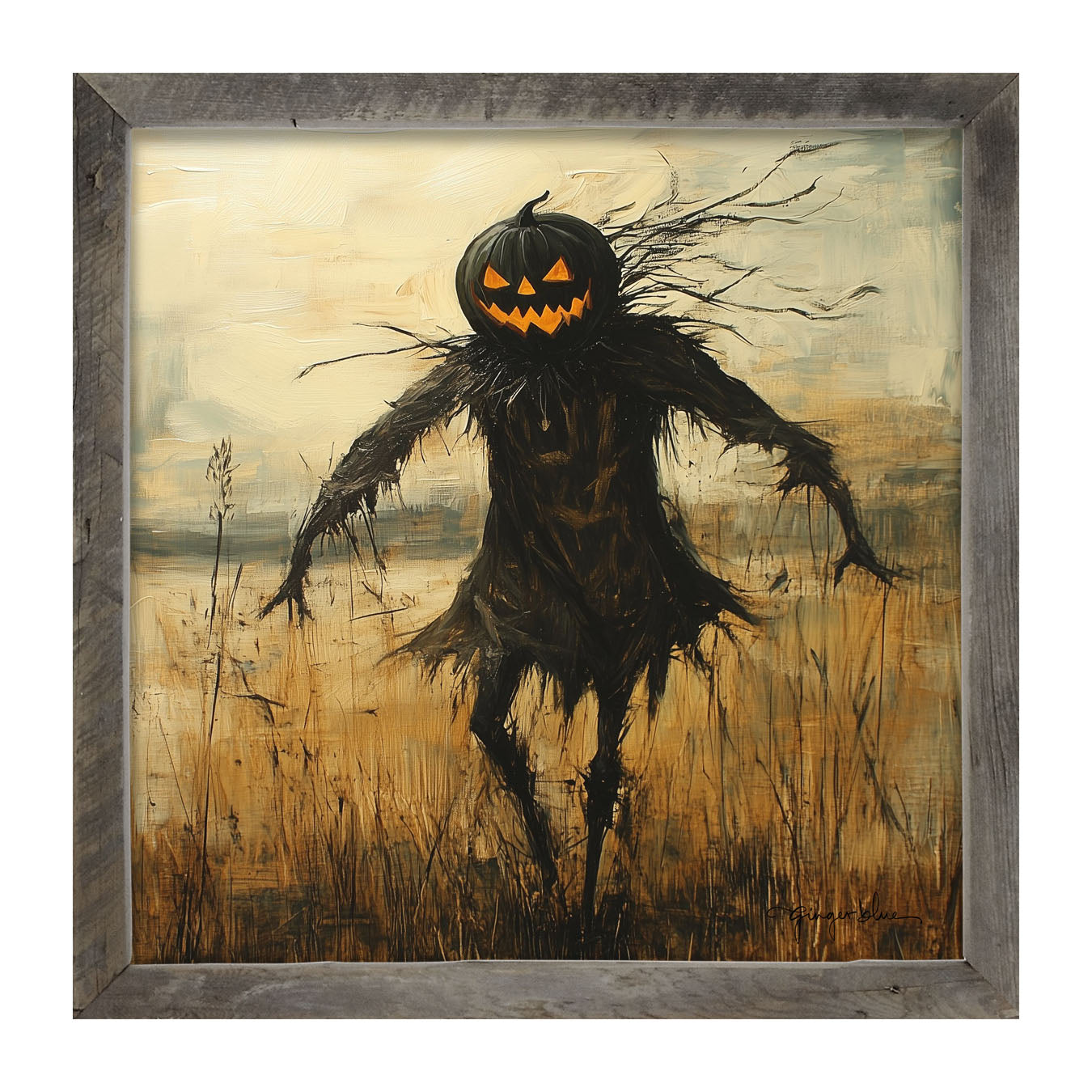 Scary Scarecrow in Field - Framed Art
