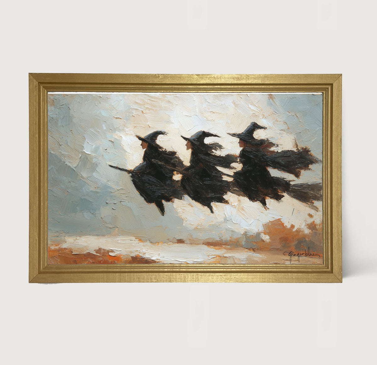 Three Witches on Brooms